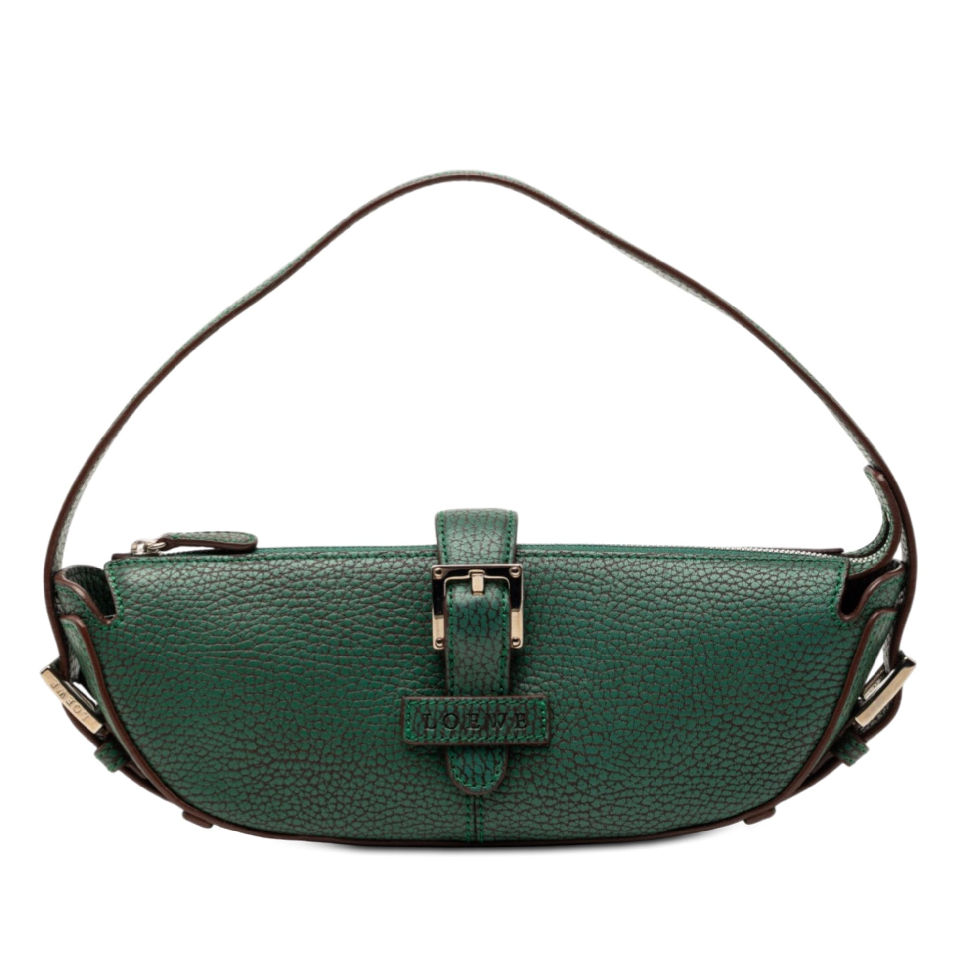 Mini Pebbled Leather Baguette Boat Bag