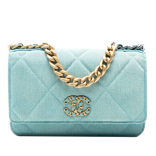 Chanel Denim 19 Flap Wallet On Chain