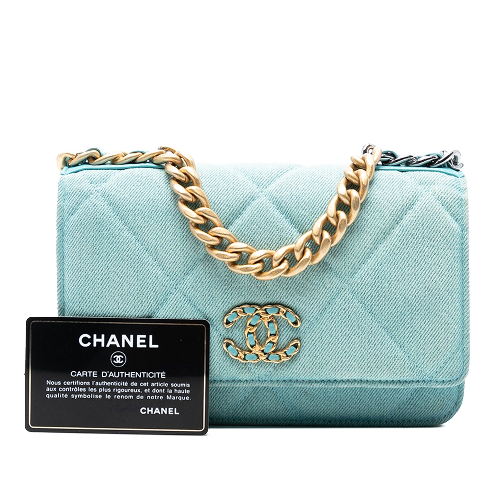 Chanel Denim 19 Flap Wallet On Chain