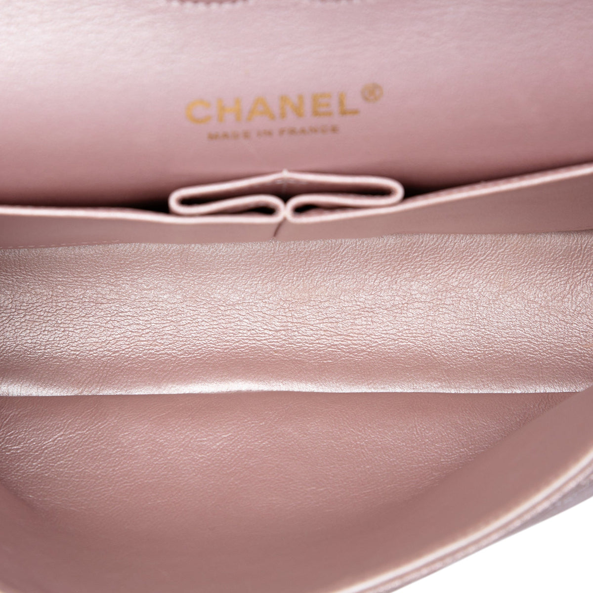 Chanel Medium Classic Iridescent Lambskin Double Flap — Pink