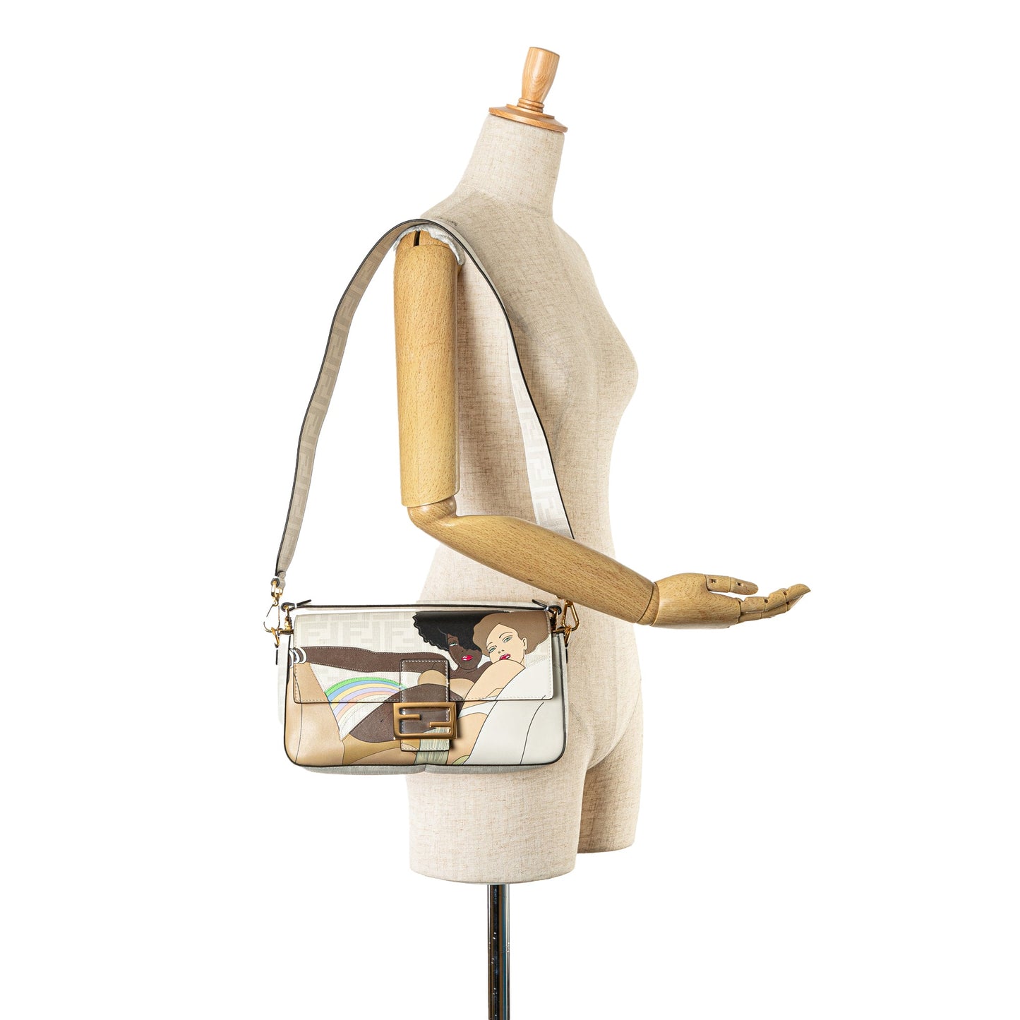 Fendi Zucca Graphic Print Coated Canvas Bikini Girls Baguette Satchel