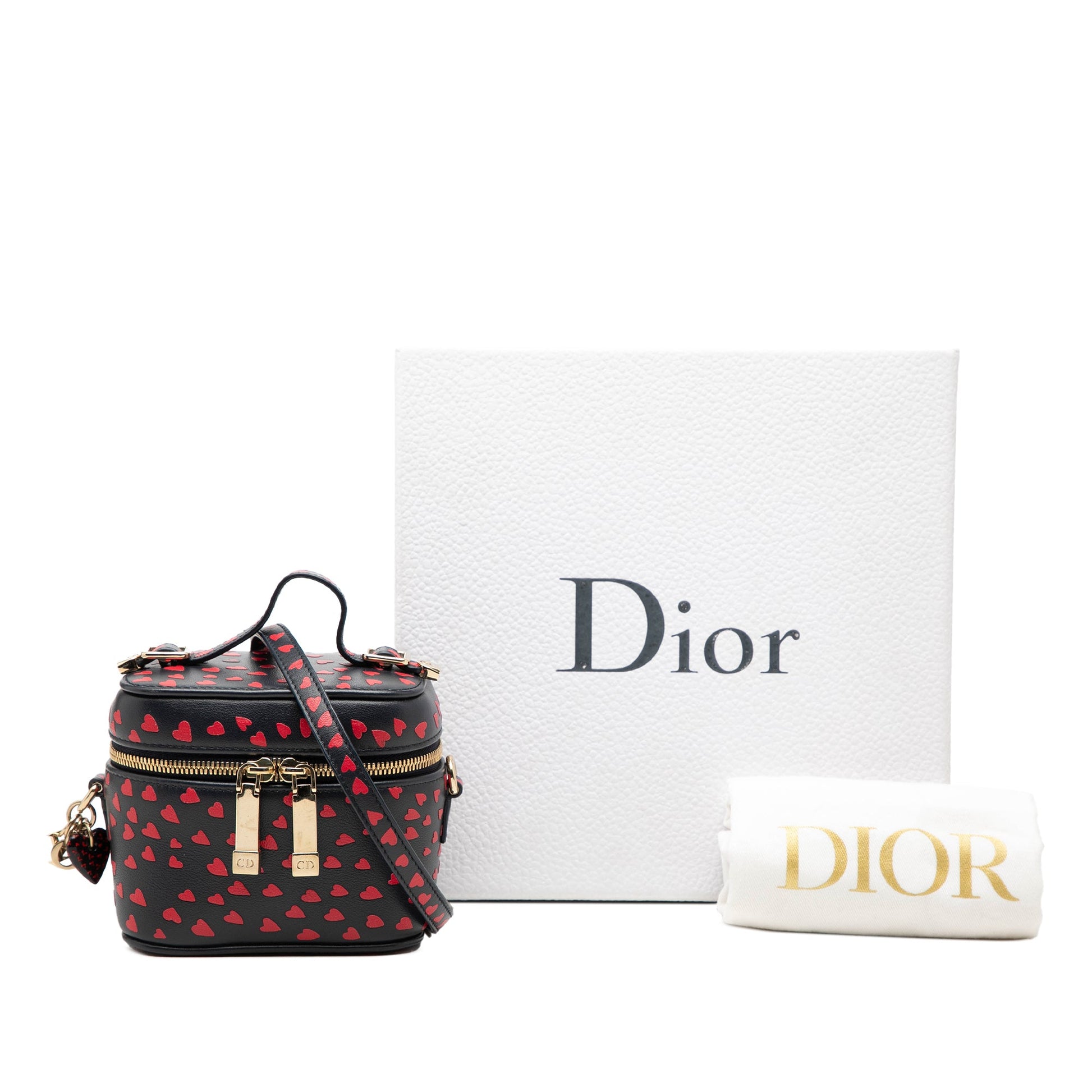 Dior Micro Lambskin Heart Print Lady Dior Vanity Case