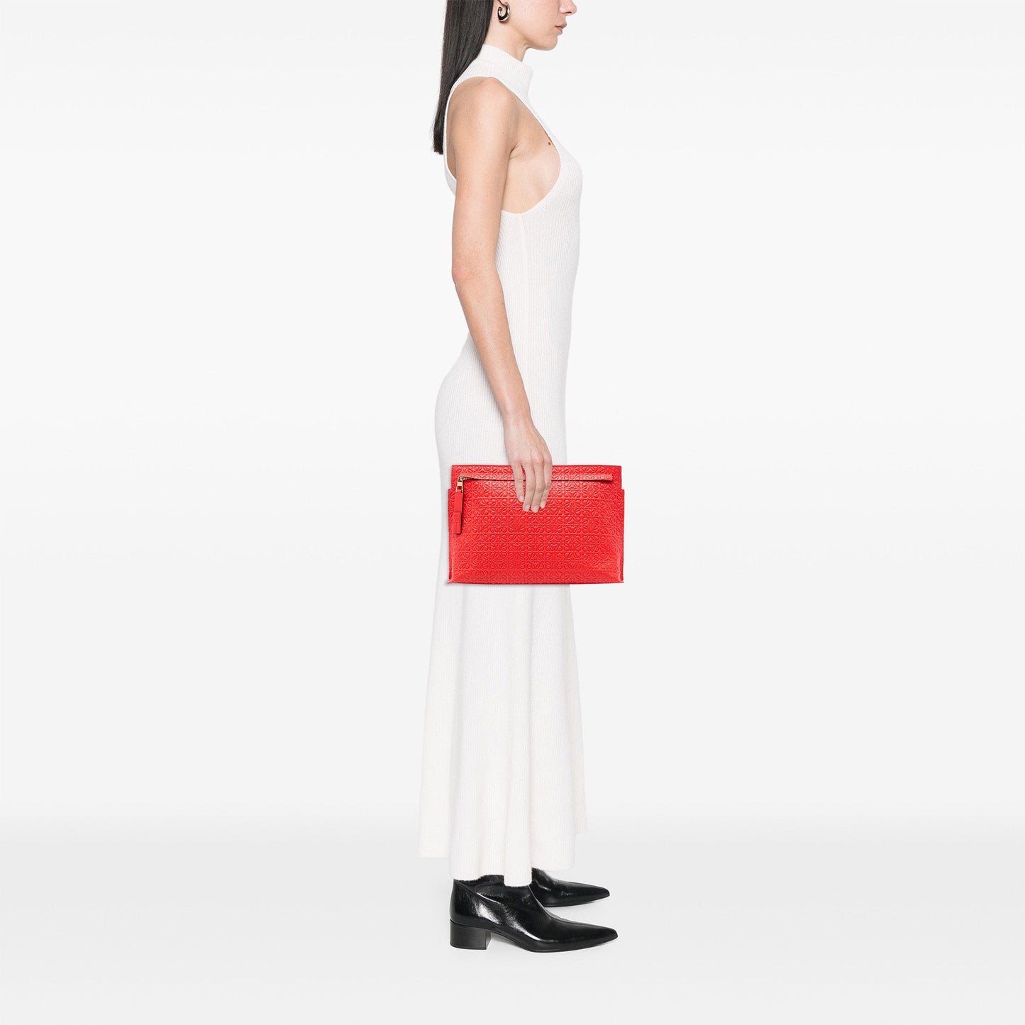 LOEWE Embossed Anagram Leather Repeat T Clutch
