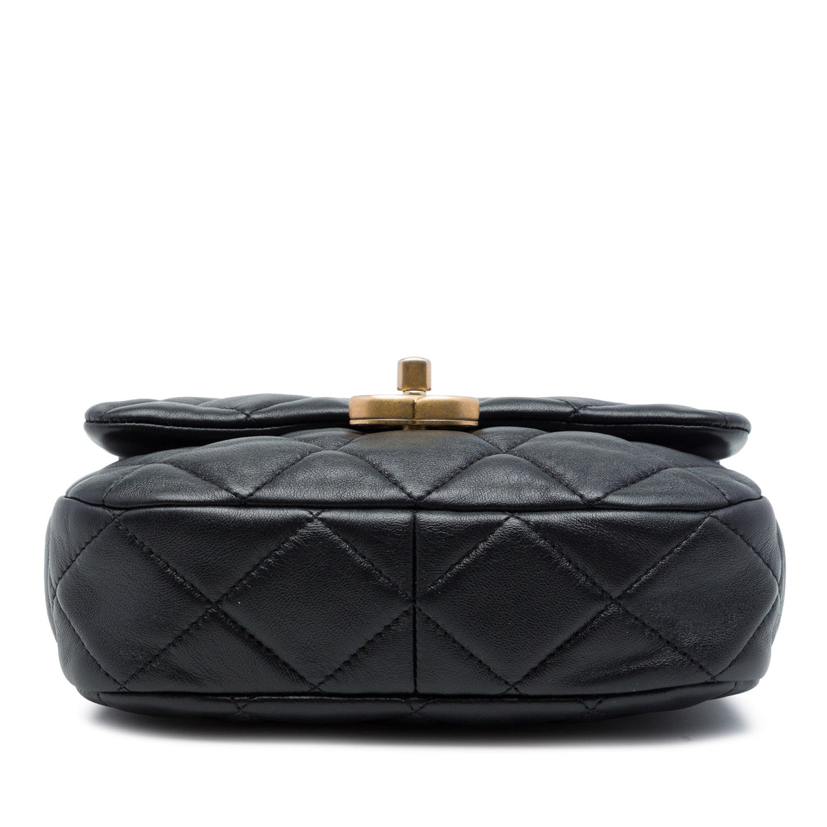 Chanel Mini Quilted Lambskin Lacquered Chain Flap — Black