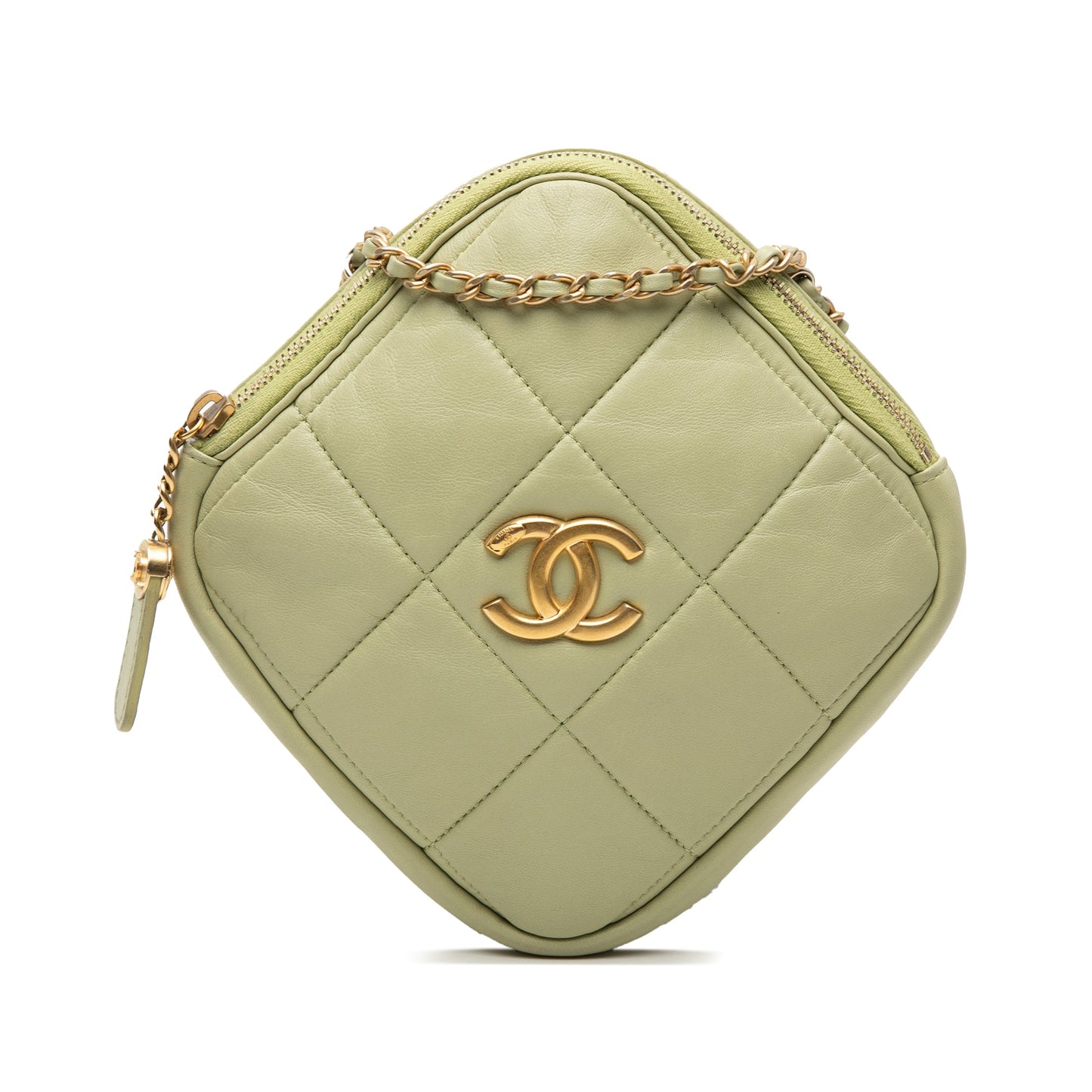 Chanel CC Quilted Lambskin Diamond Clutch with Chain