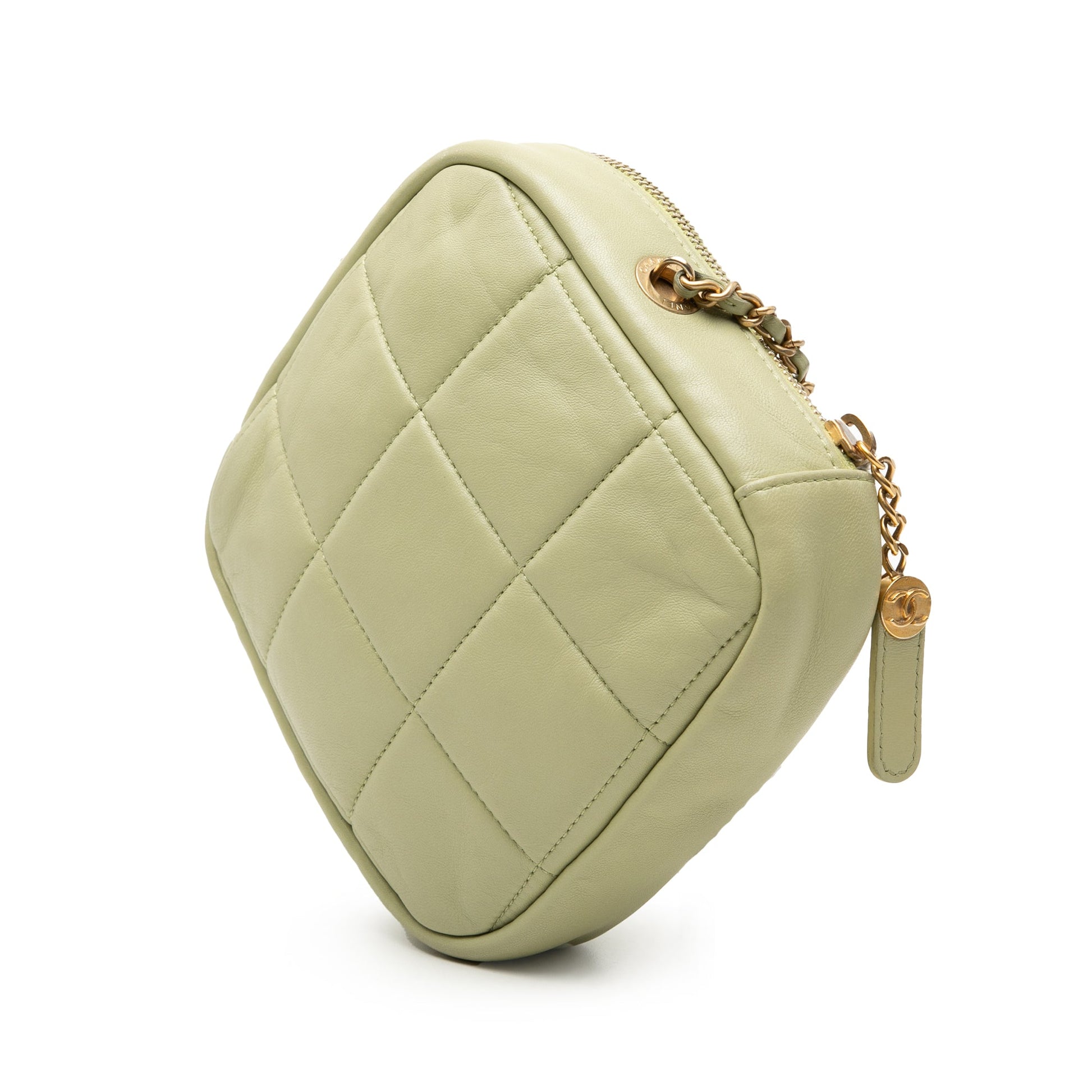 Chanel CC Quilted Lambskin Diamond Clutch with Chain