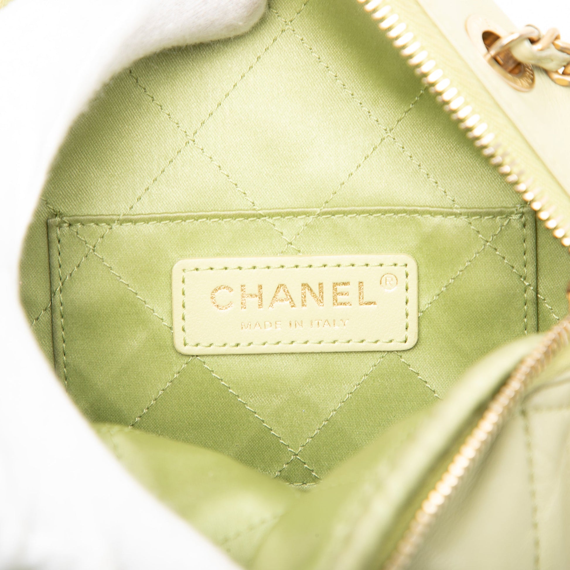 Chanel CC Quilted Lambskin Diamond Clutch with Chain
