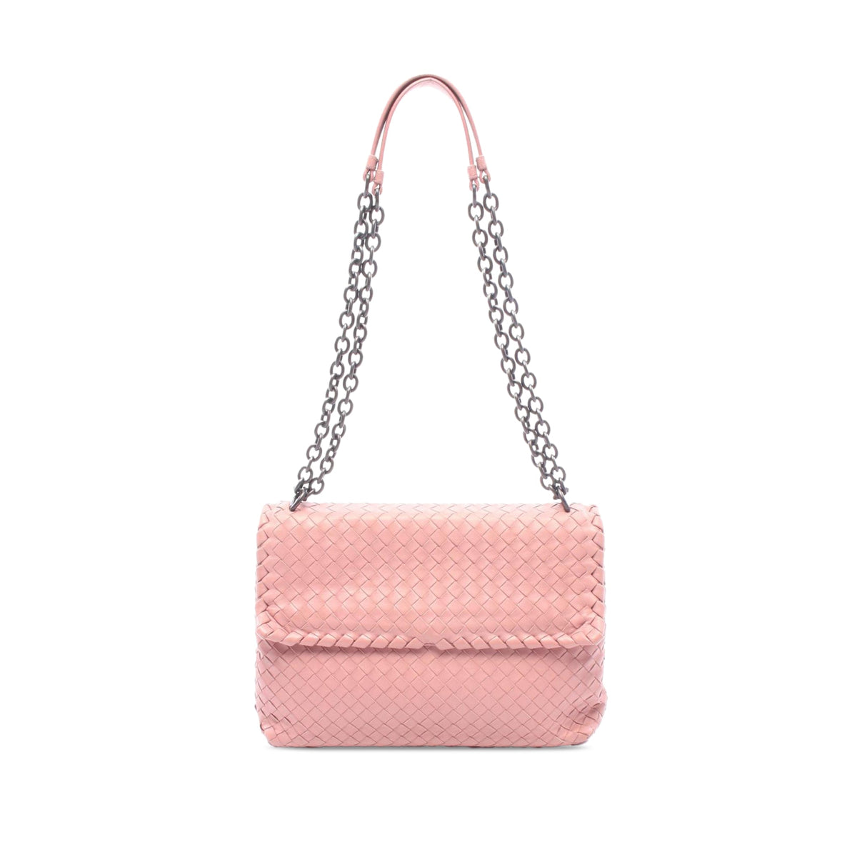 Bottega Veneta Small Nappa Intrecciato Olimpia Shoulder Bag — Pink
