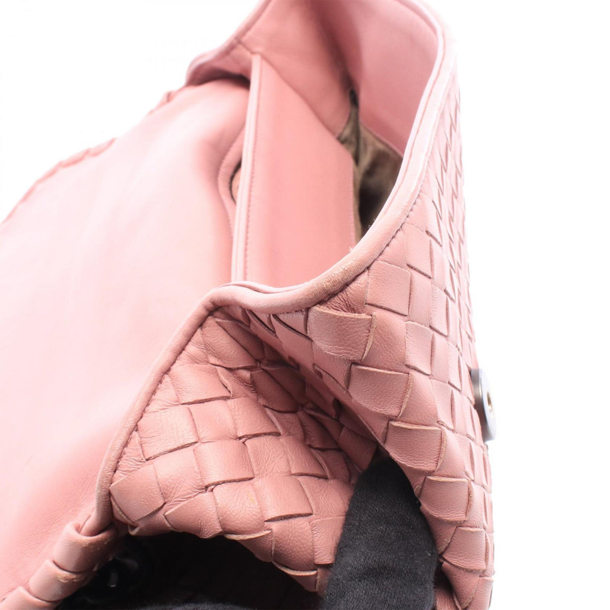 Bottega Veneta Small Nappa Intrecciato Olimpia Shoulder Bag — Pink