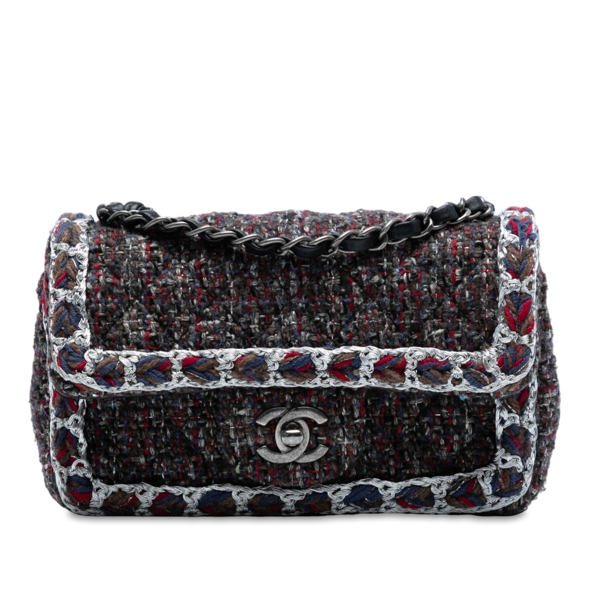 Chanel Mini Rectangular Classic Tweed Braided Single Flap