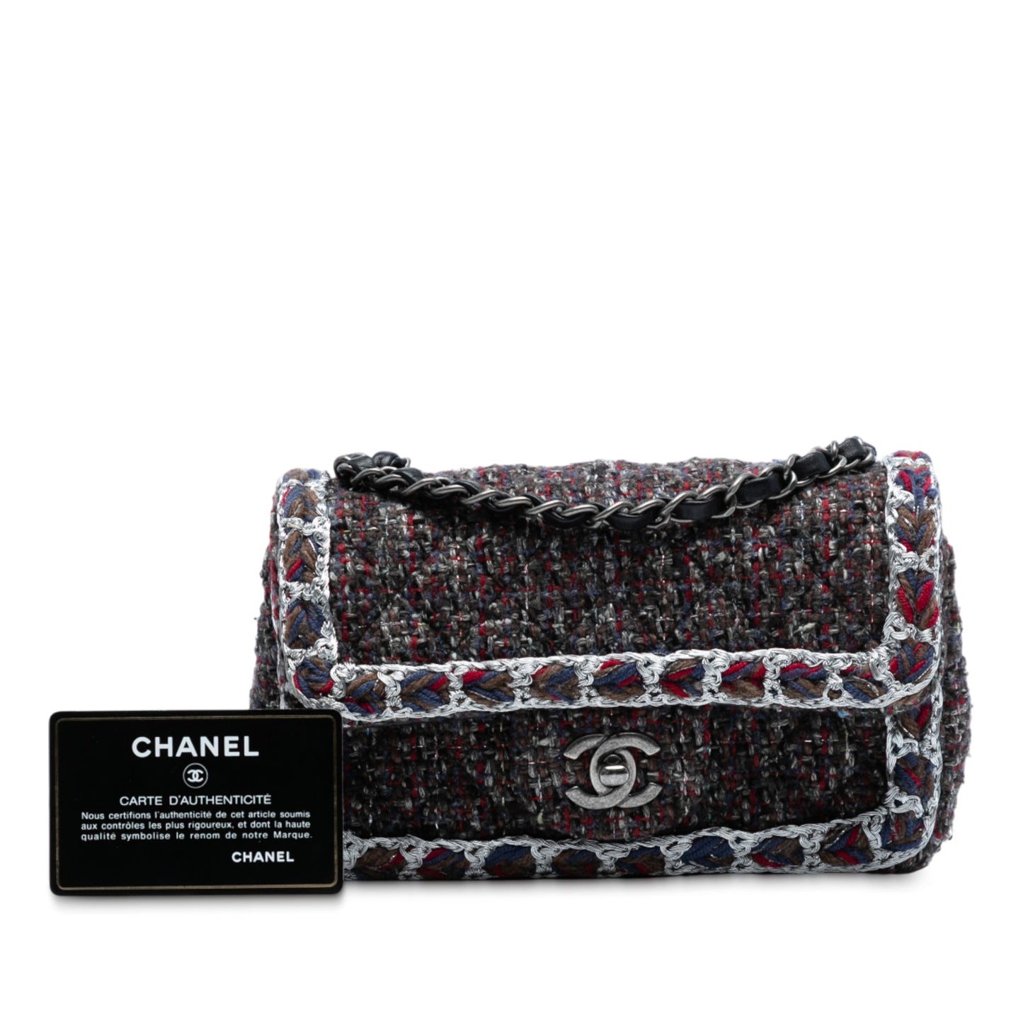 Chanel Mini Rectangular Classic Tweed Braided Single Flap