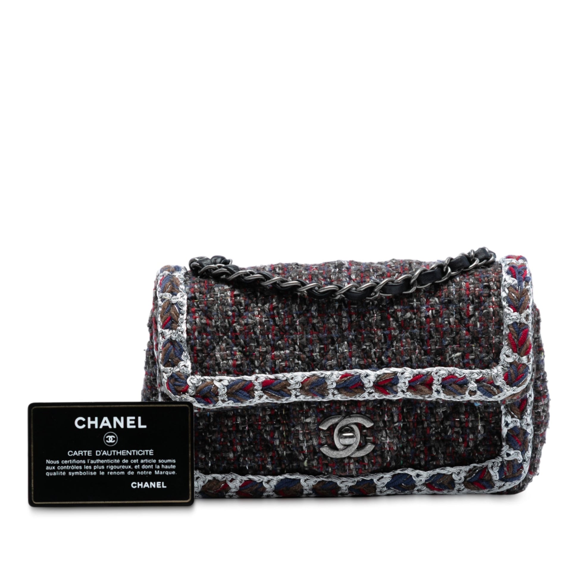 Chanel Mini Rectangular Classic Tweed Braided Single Flap