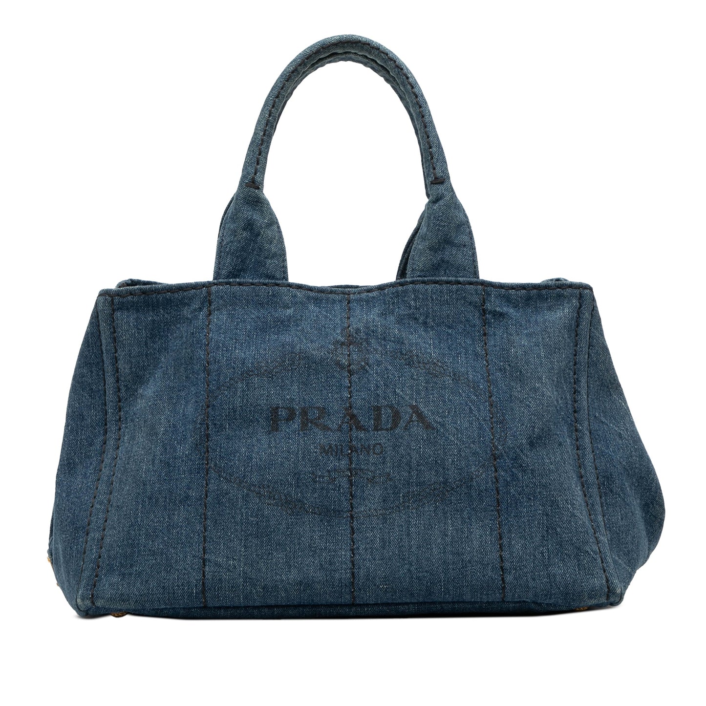 Prada Denim Canapa Logo Satchel