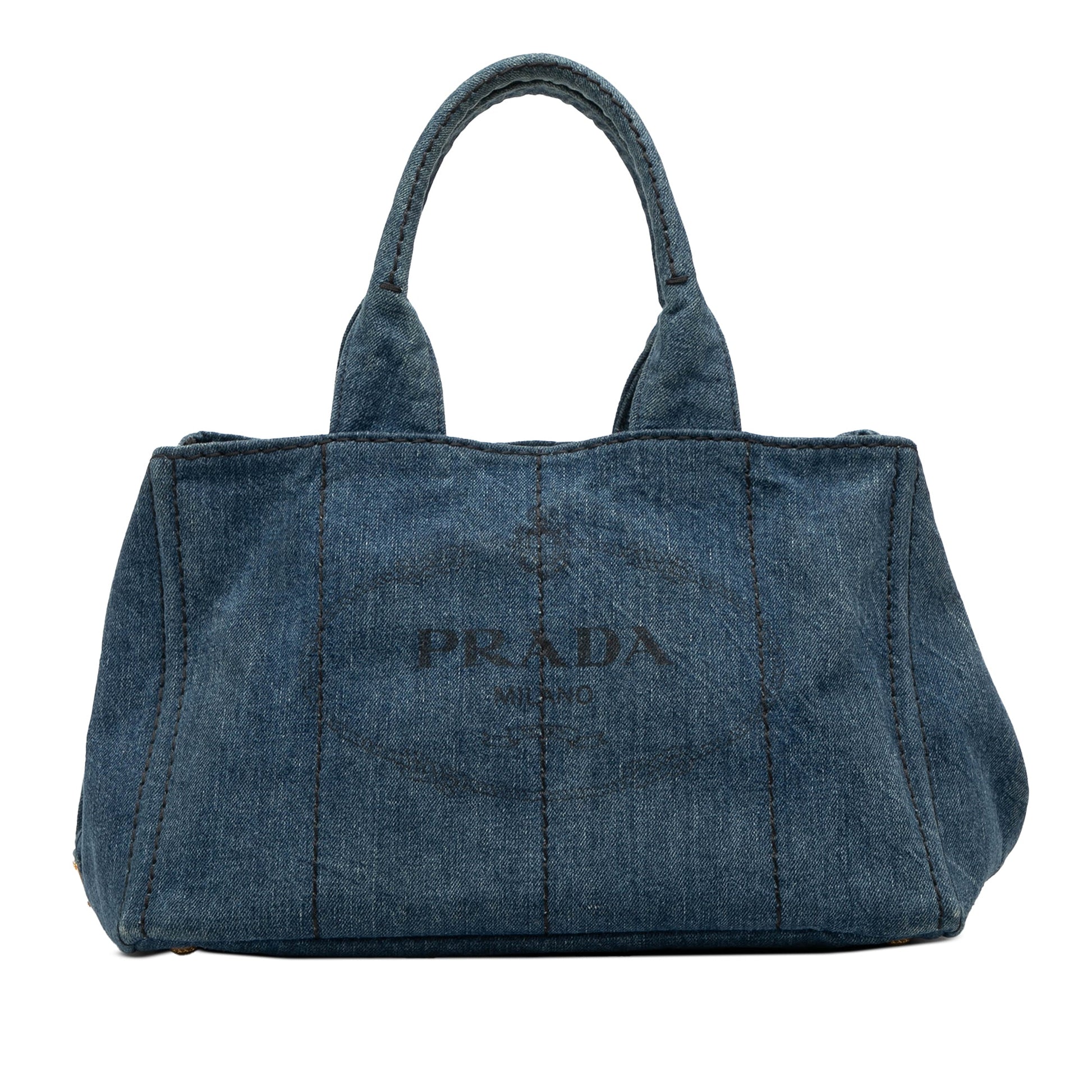 Prada Denim Canapa Logo Satchel