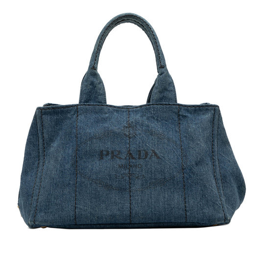 Prada Denim Canapa Logo Satchel