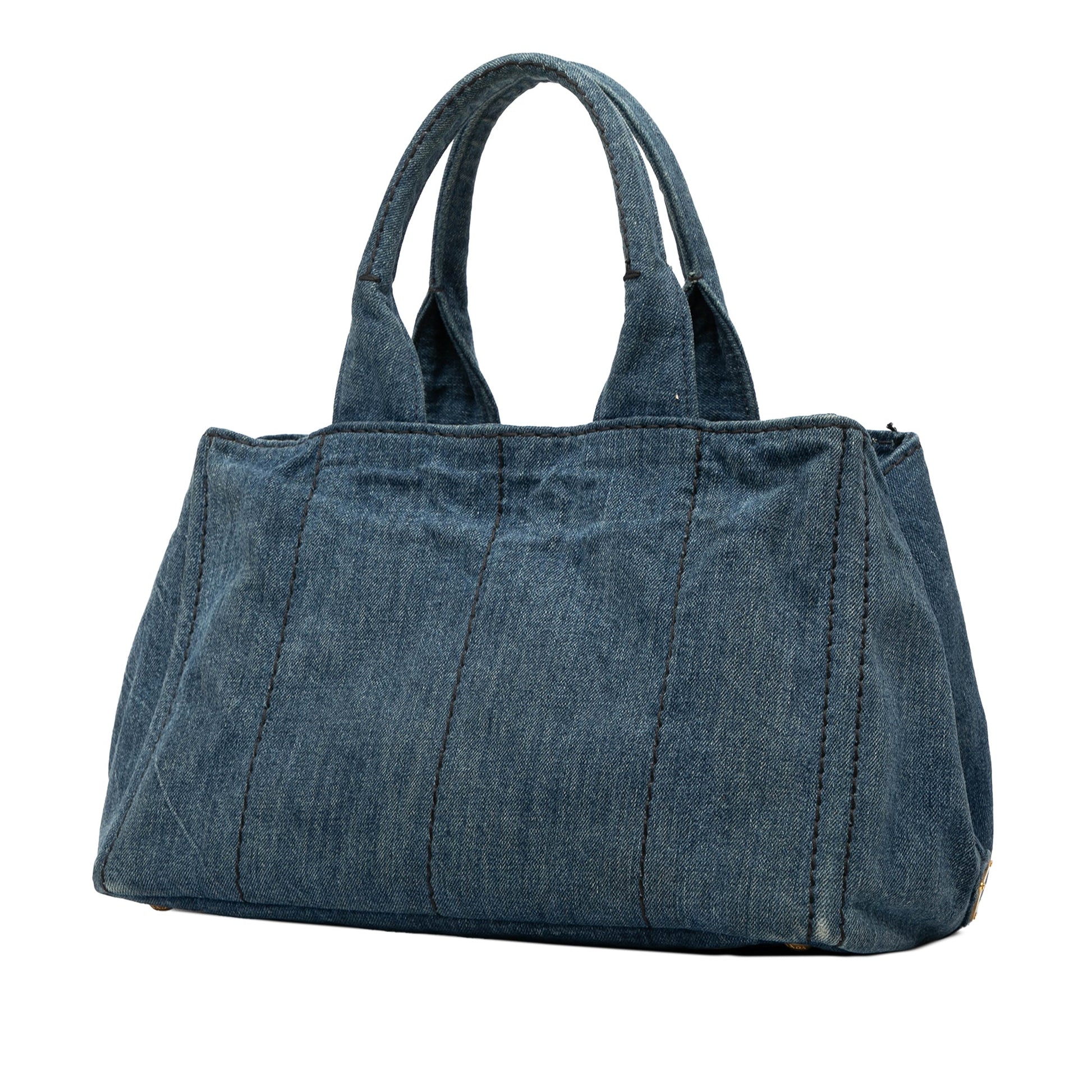 Prada Denim Canapa Logo Satchel