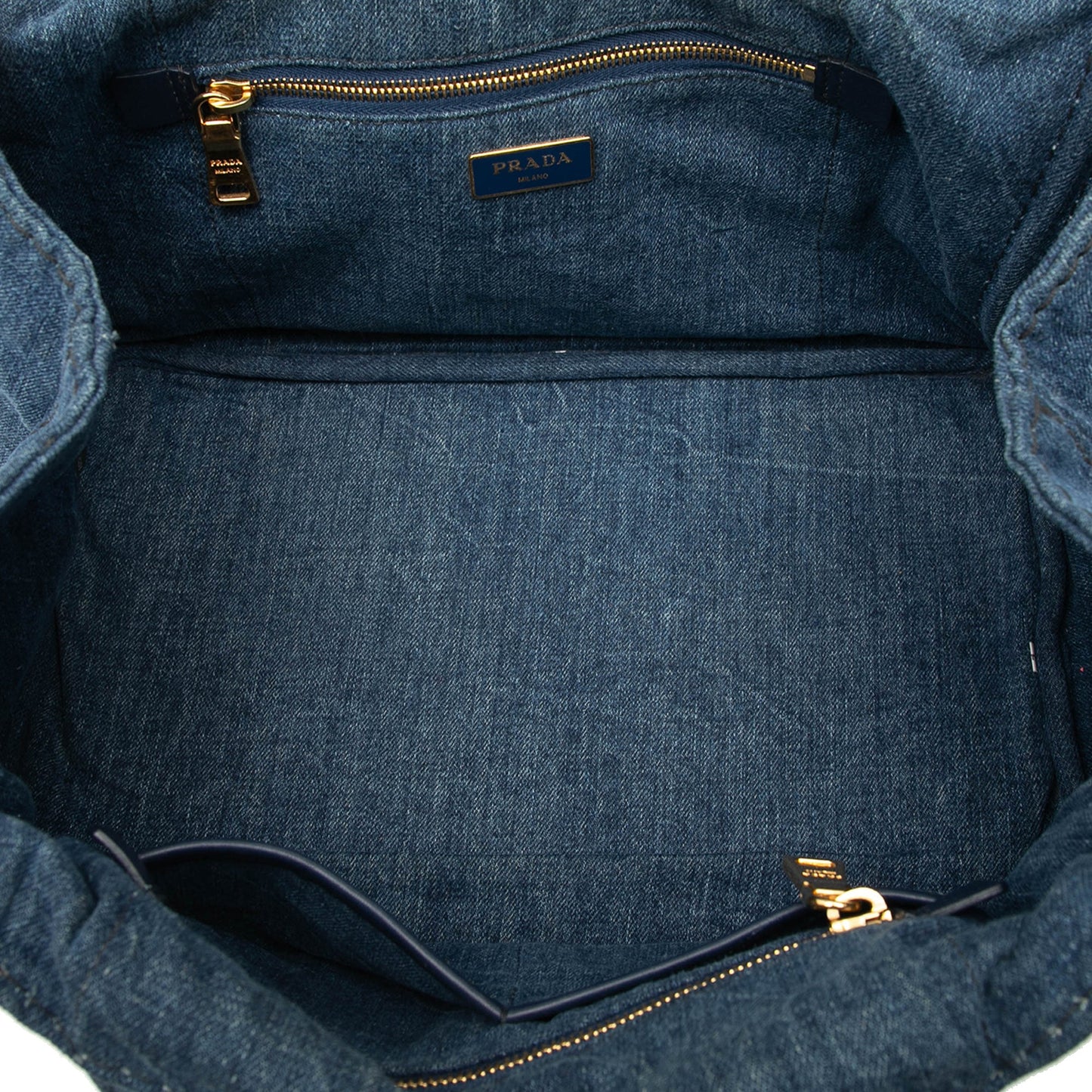 Prada Denim Canapa Logo Satchel