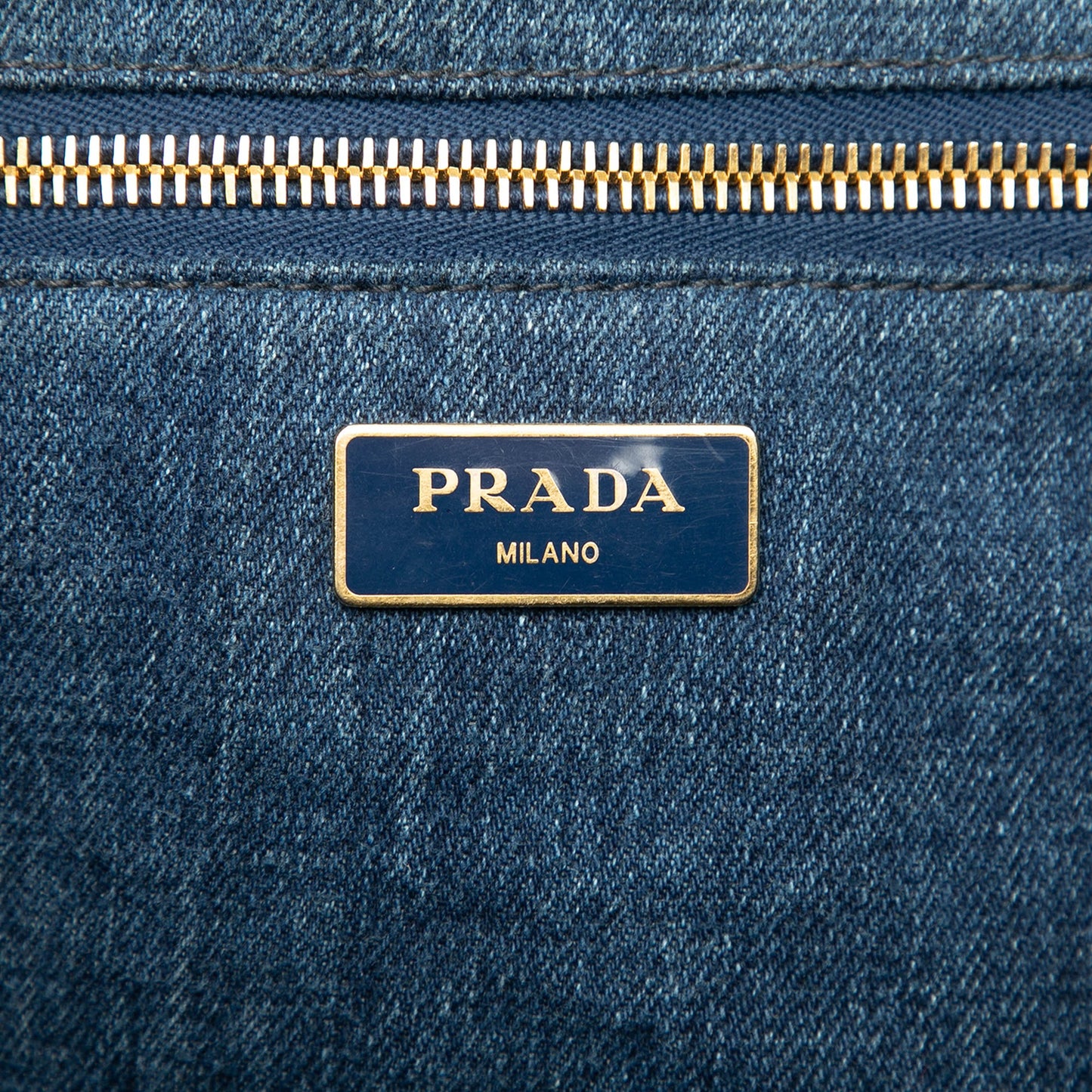 Prada Denim Canapa Logo Satchel