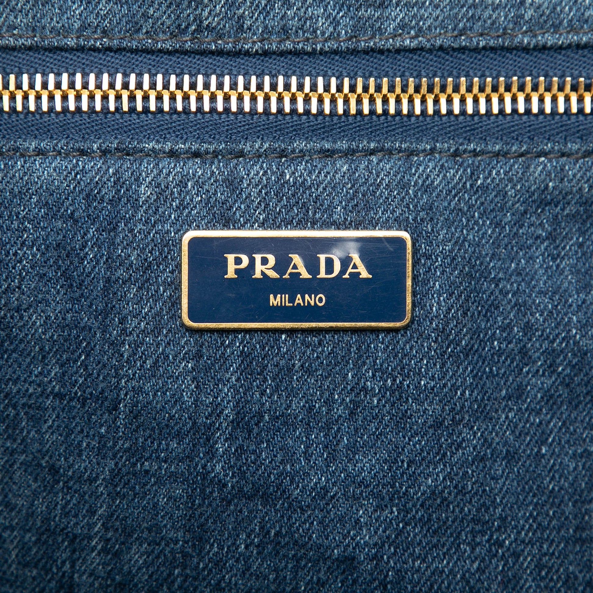 Prada Denim Canapa Logo Satchel