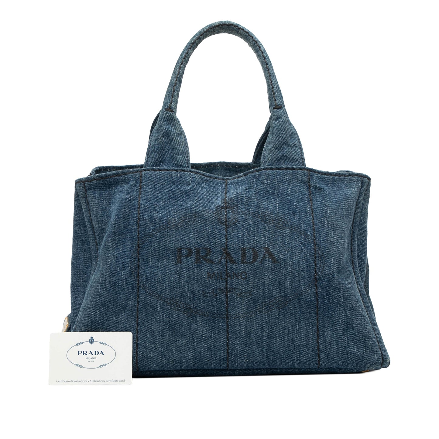 Prada Denim Canapa Logo Satchel