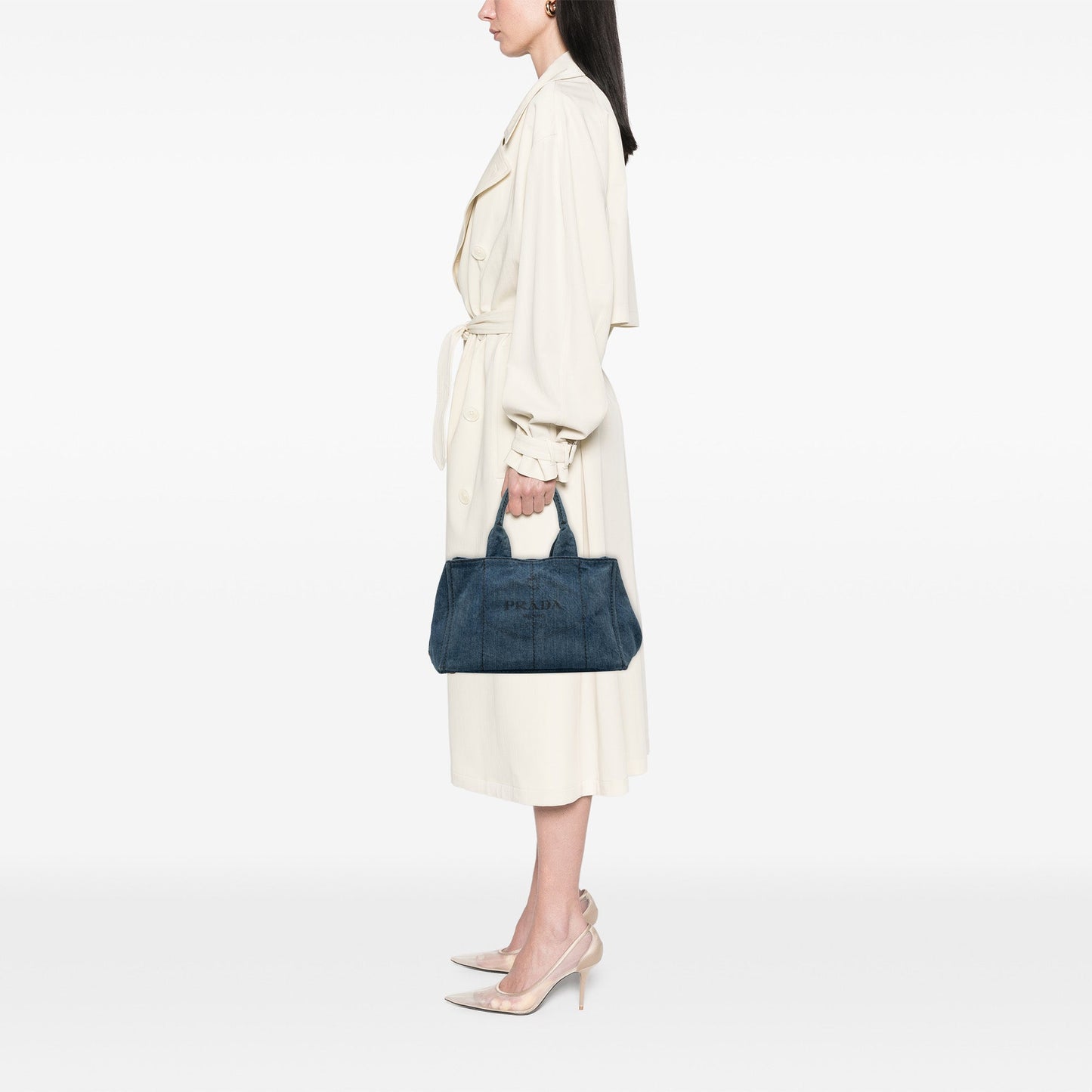 Prada Denim Canapa Logo Satchel