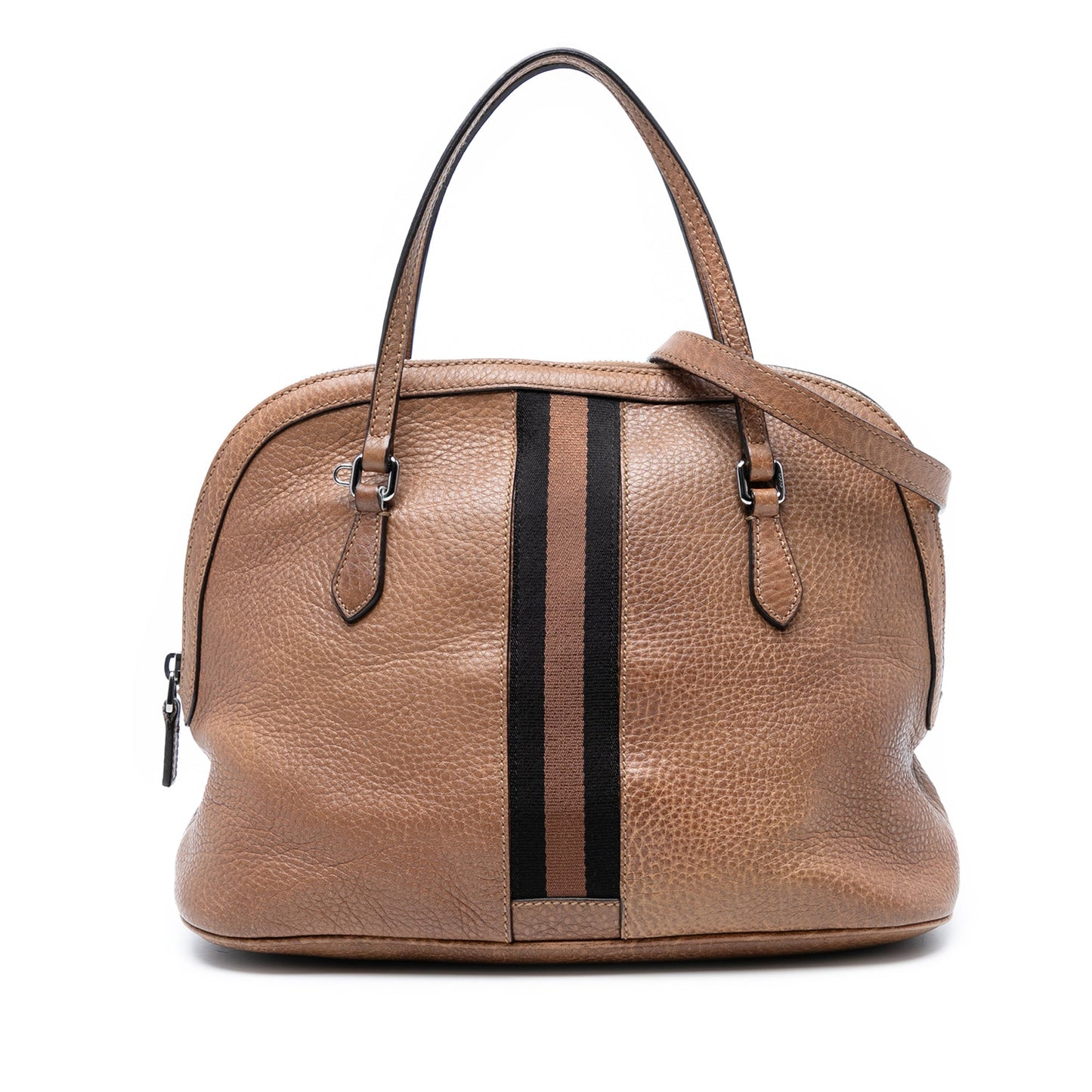 Gucci Medium Leather Web Dome Satchel