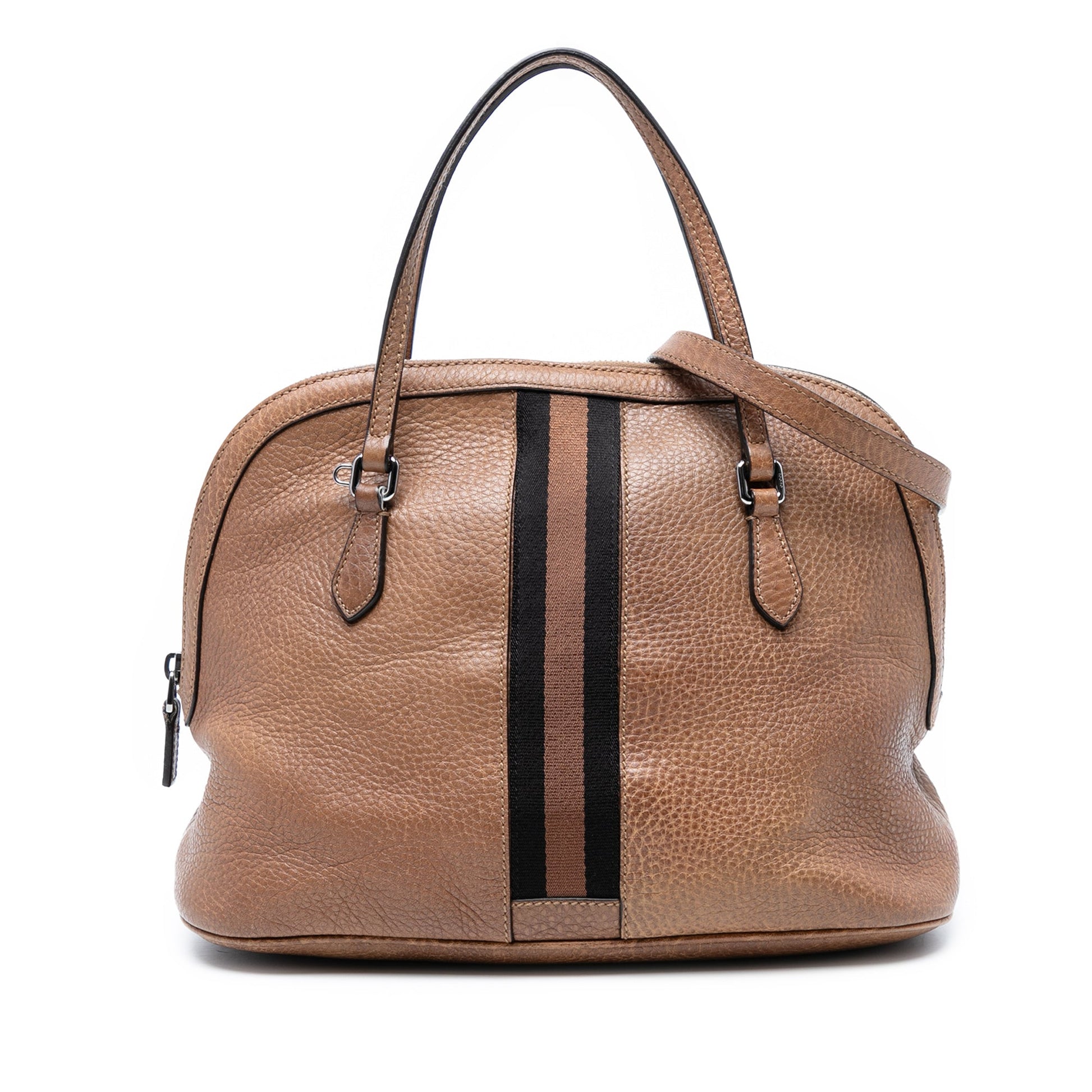 Gucci Medium Leather Web Dome Satchel