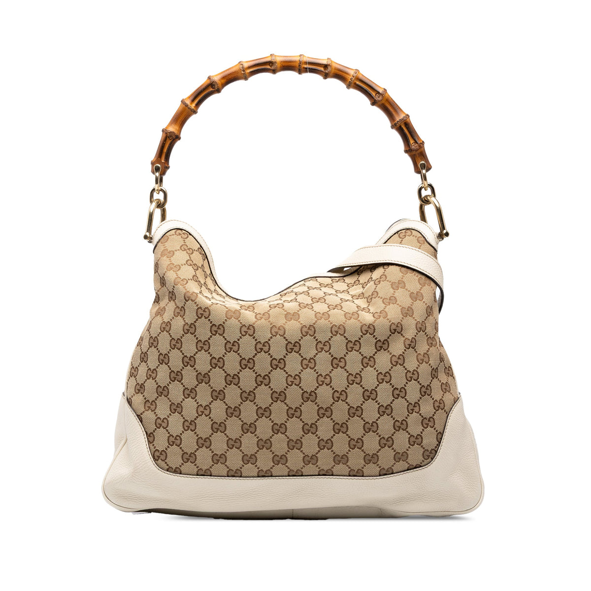 Gucci GG Canvas Bamboo Diana Satchel — Beige