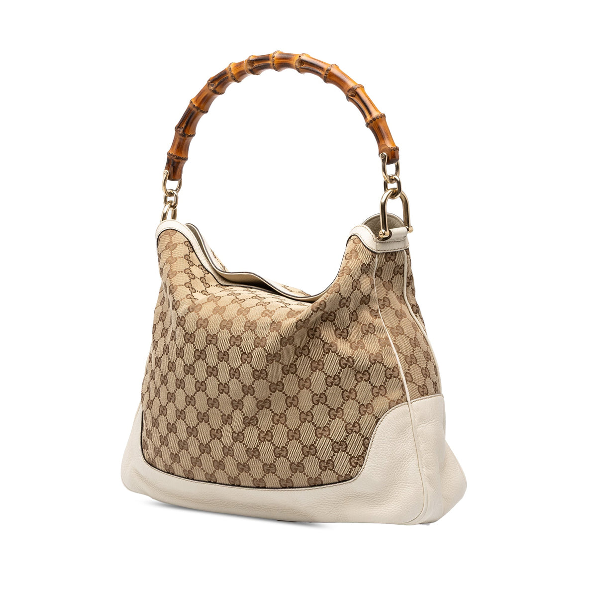 Gucci GG Canvas Bamboo Diana Satchel — Beige