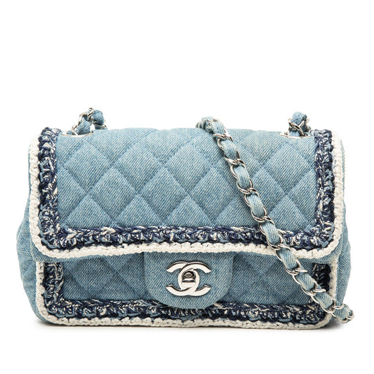 Chanel Mini Rectangular Classic Denim Braided Single Flap