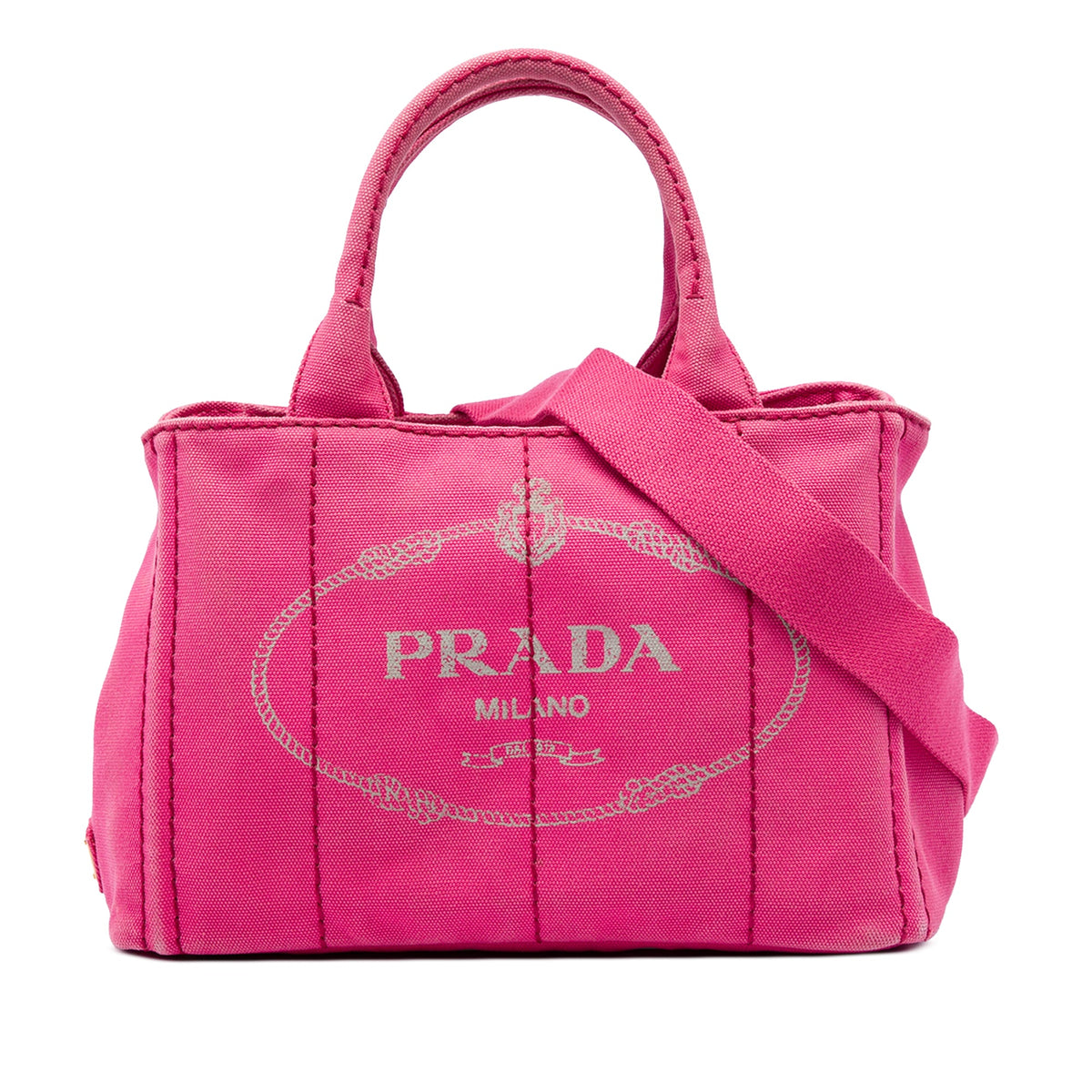 Prada Small Canvas Canapa Logo Tote — Pink
