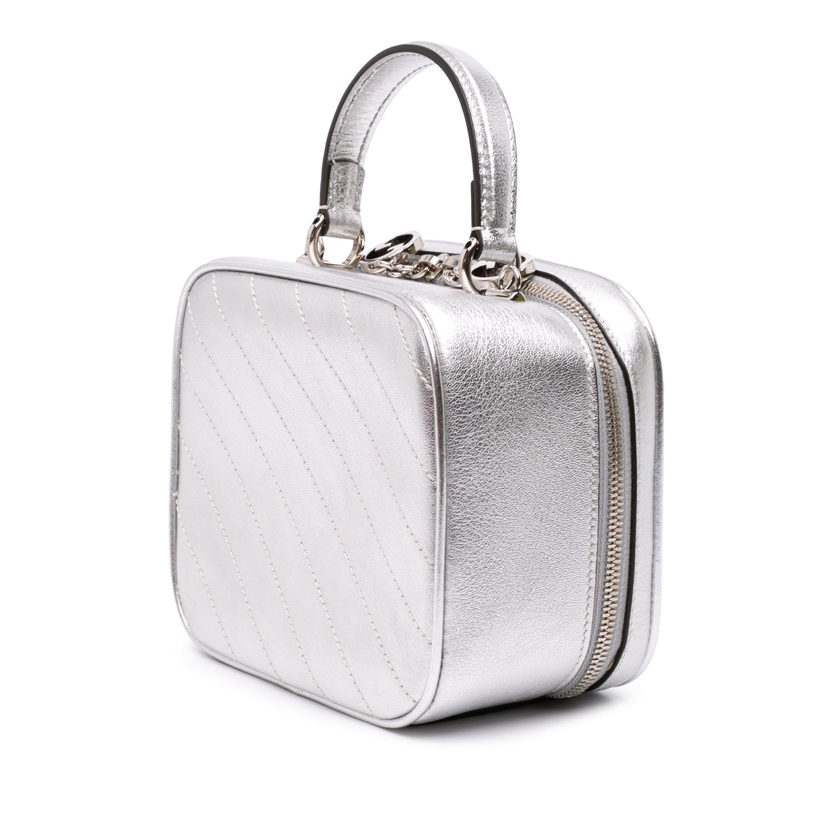 Gucci Matelasse Metallic Calfskin Blondie Top Handle Satchel — Silver