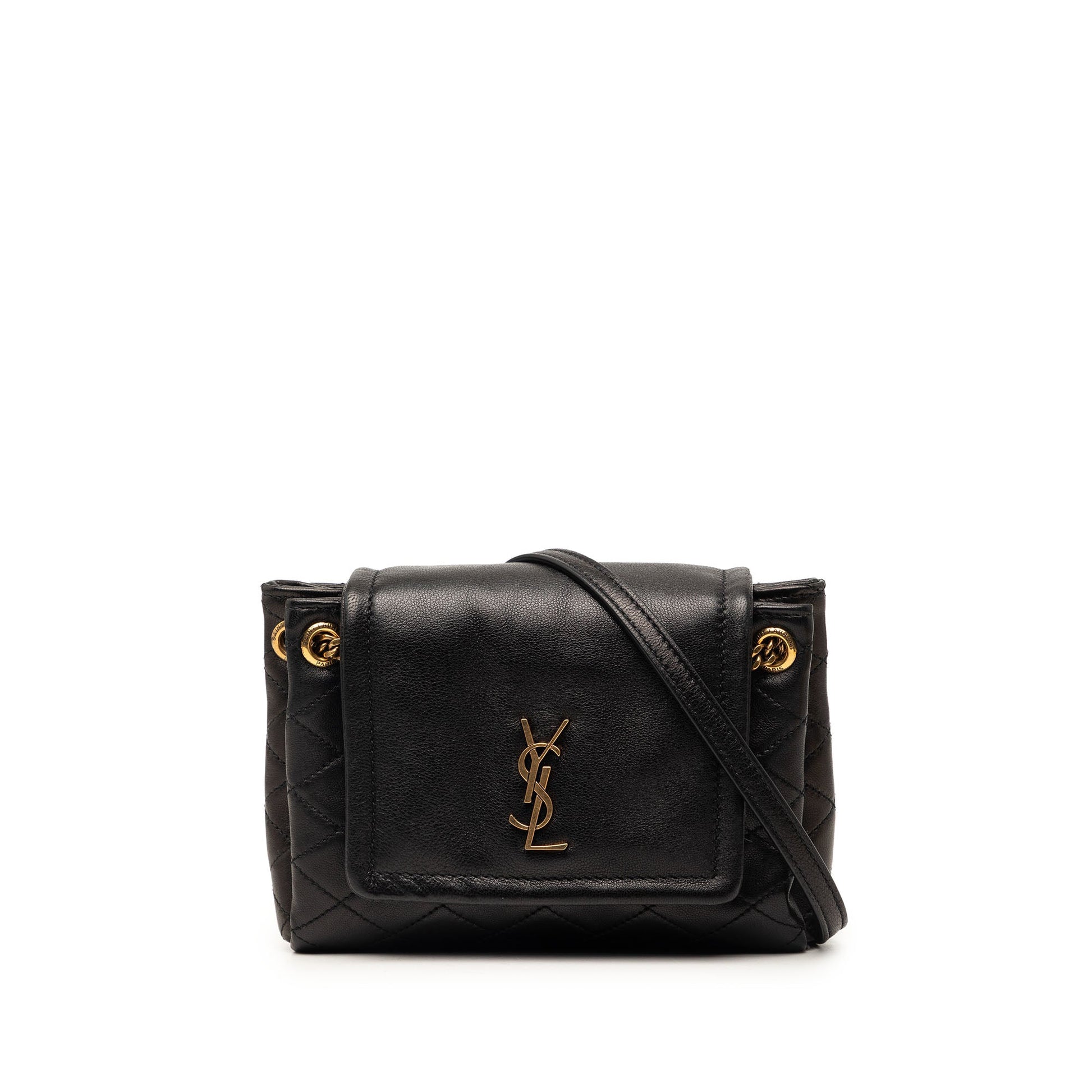 Saint Laurent Mini Quilted Lambskin Monogram Nolita Bag