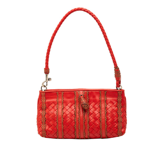 Bottega Veneta Leather Intrecciato Stripe Shoulder Bag