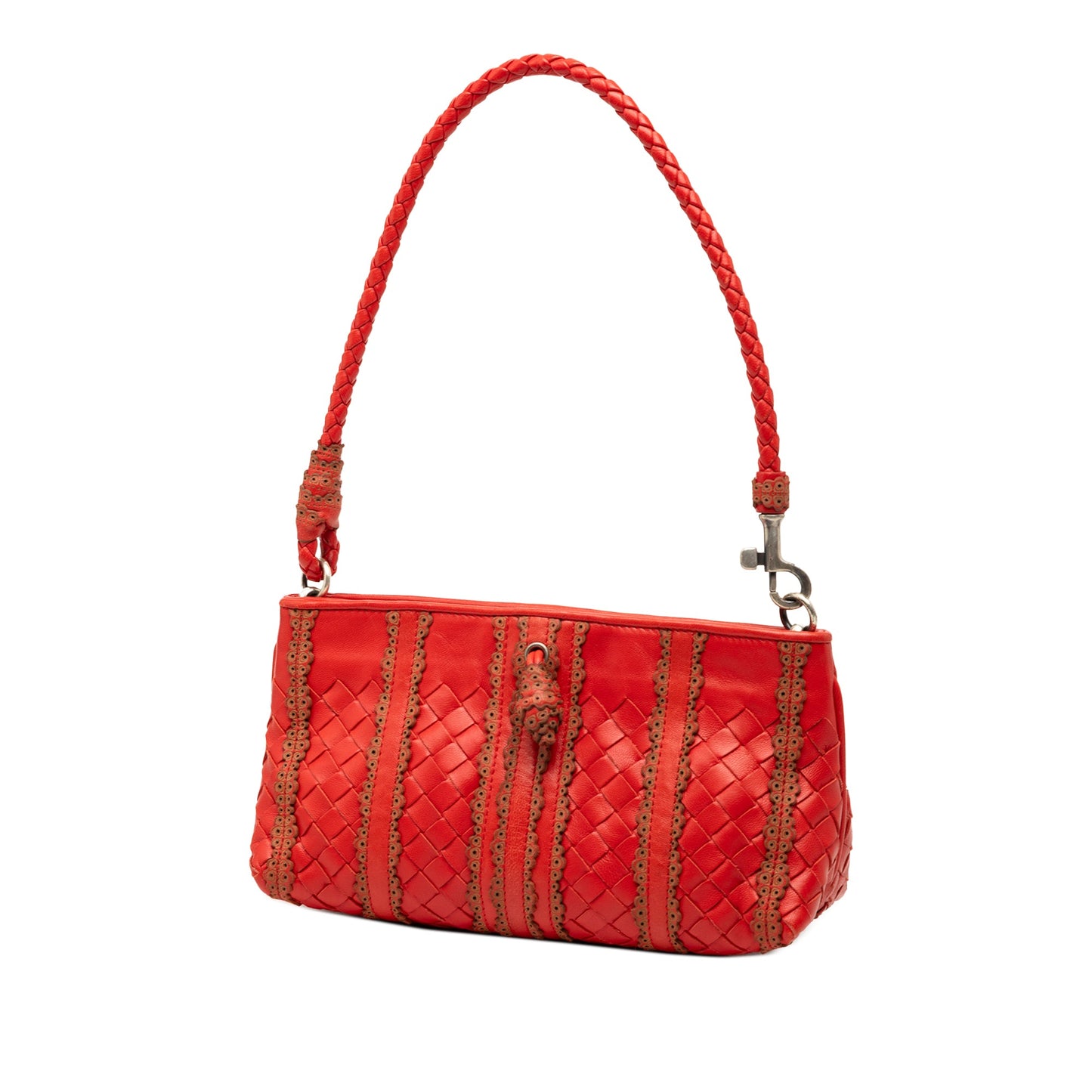 Bottega Veneta Leather Intrecciato Stripe Shoulder Bag