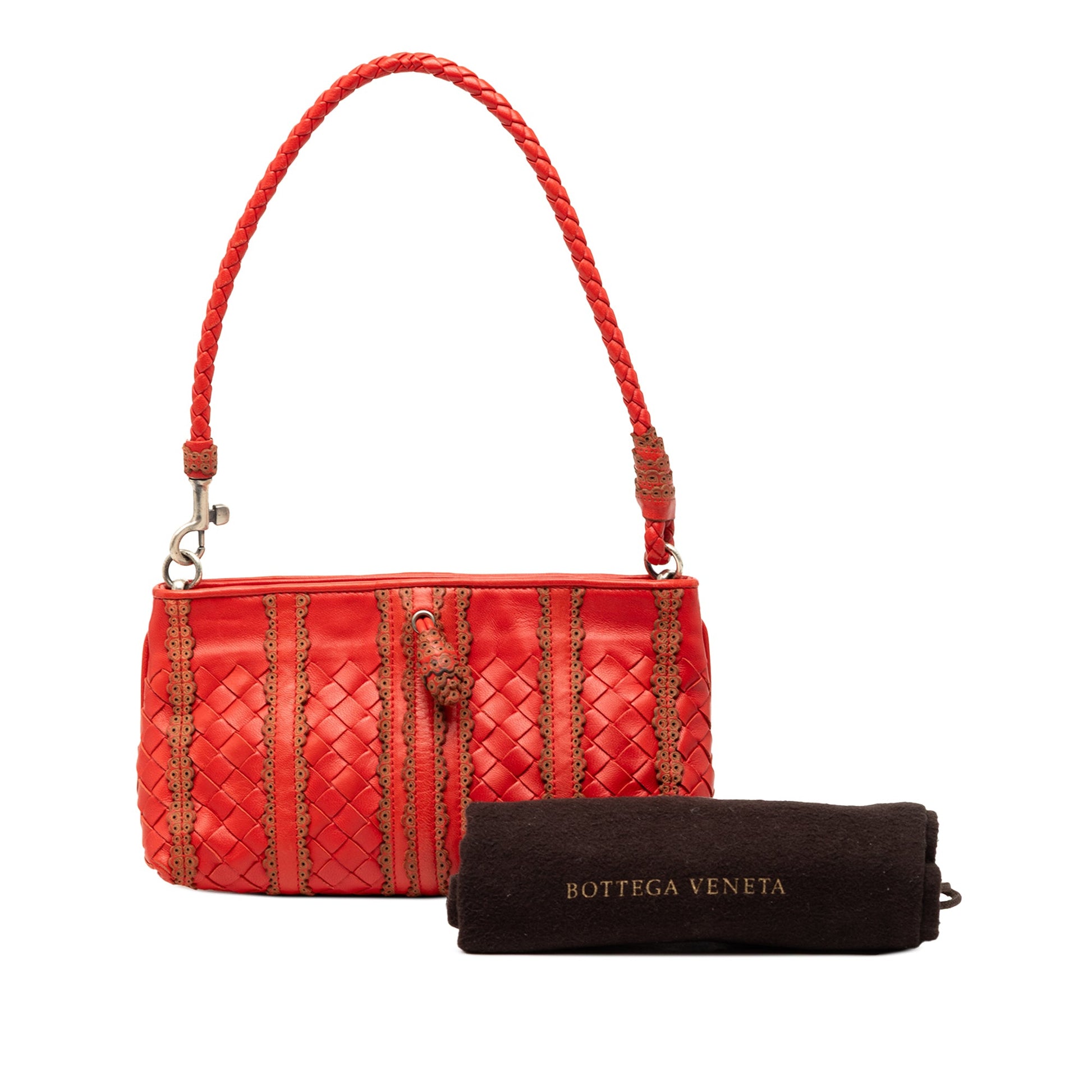 Bottega Veneta Leather Intrecciato Stripe Shoulder Bag