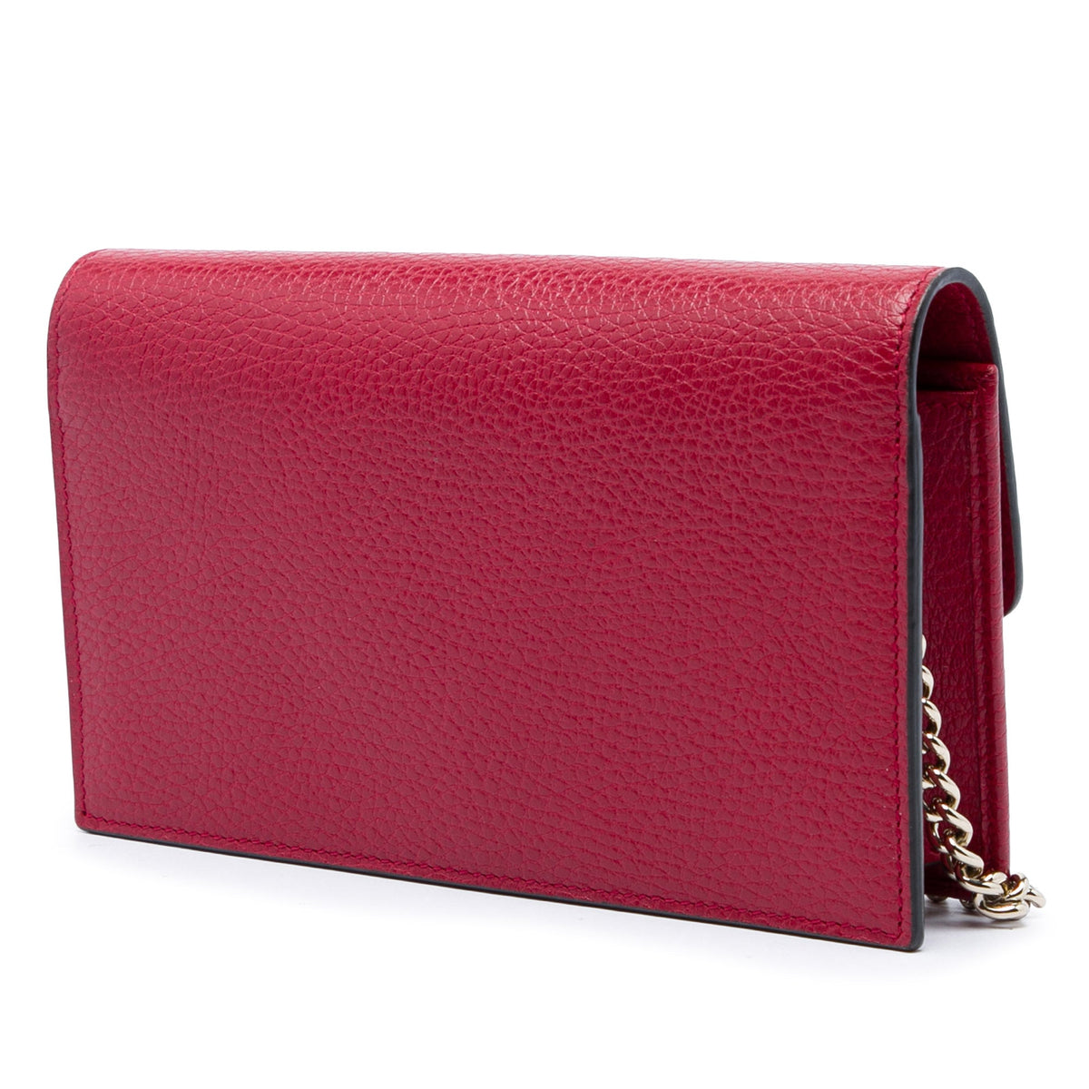 Gucci Dollar Calfskin Interlocking G Wallet on Chain — Red