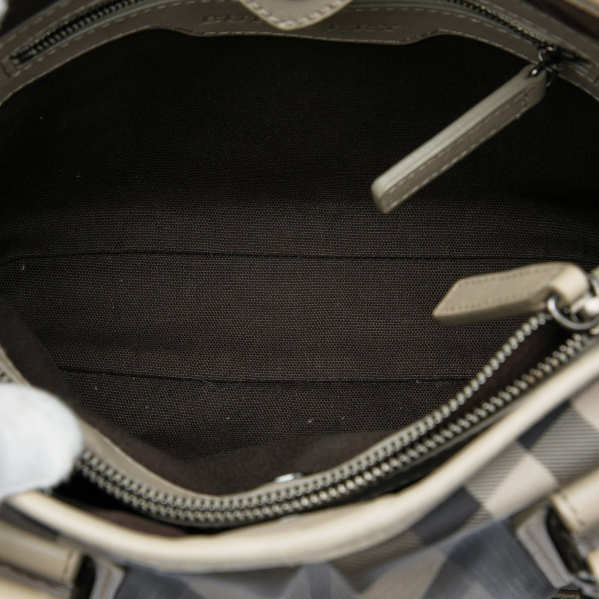 Burberry Small Smoke Check Coated Canvas Northfield Satchel — Gray