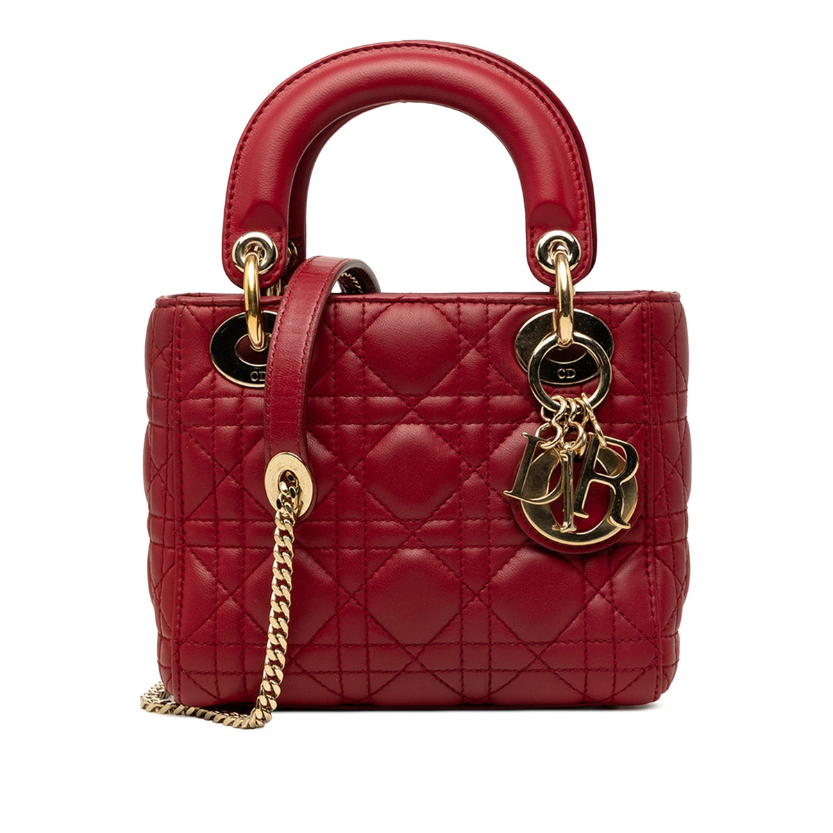 Dior Mini Lambskin Cannage Lady Dior — Red
