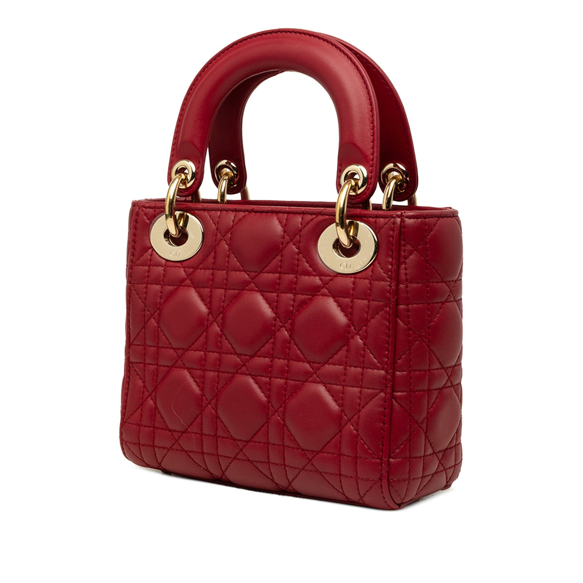 Dior Mini Lambskin Cannage Lady Dior — Red