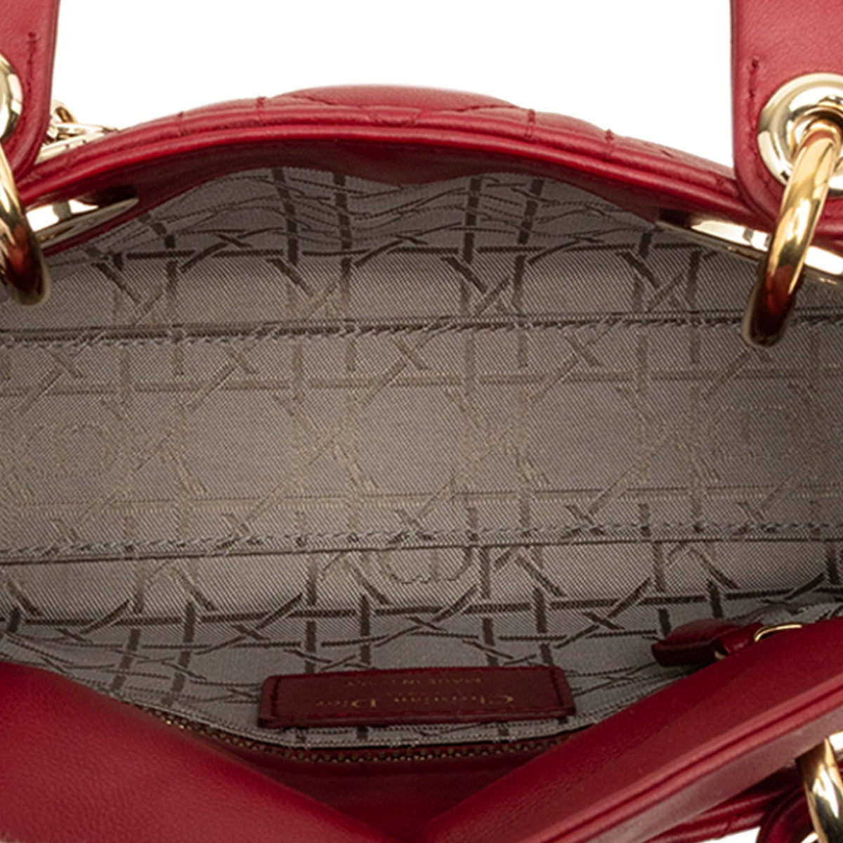 Dior Mini Lambskin Cannage Lady Dior — Red