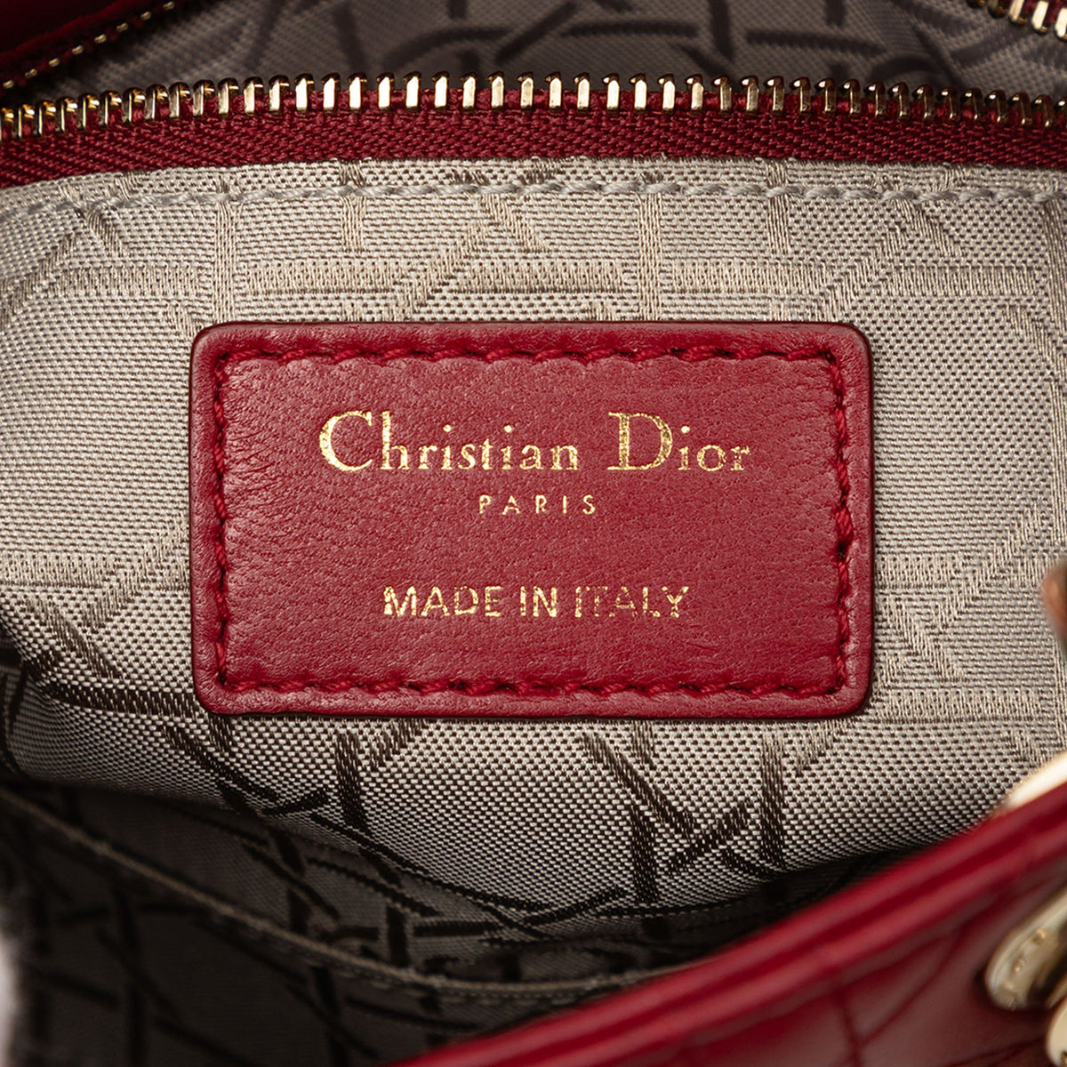 Dior Mini Lambskin Cannage Lady Dior — Red