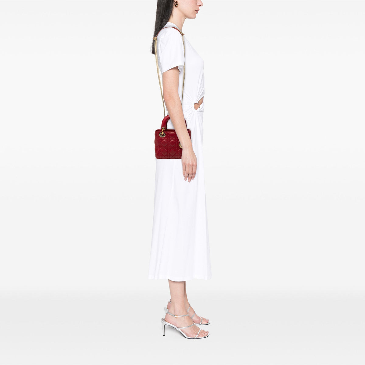 Dior Mini Lambskin Cannage Lady Dior — Red