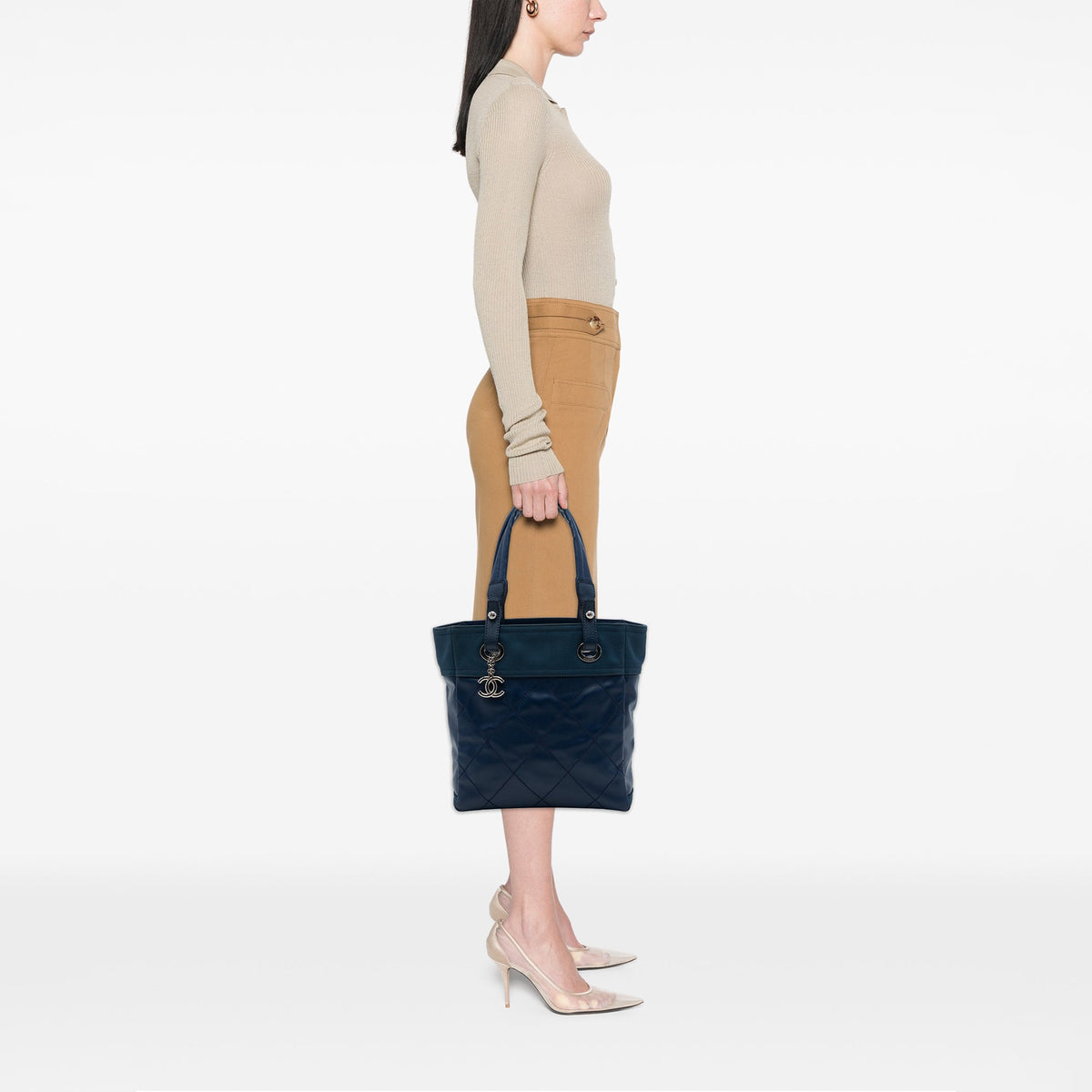 Chanel Small Quilted Coated Canvas Paris Biarritz Tote