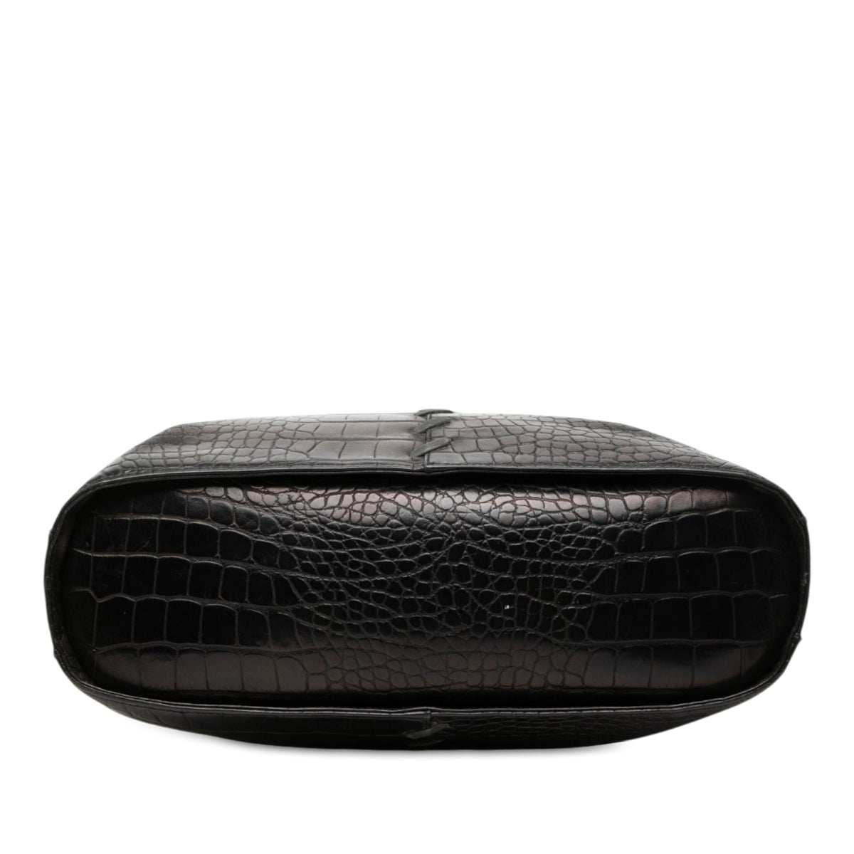 Saint Laurent Croc Embossed Leather Tote — Black
