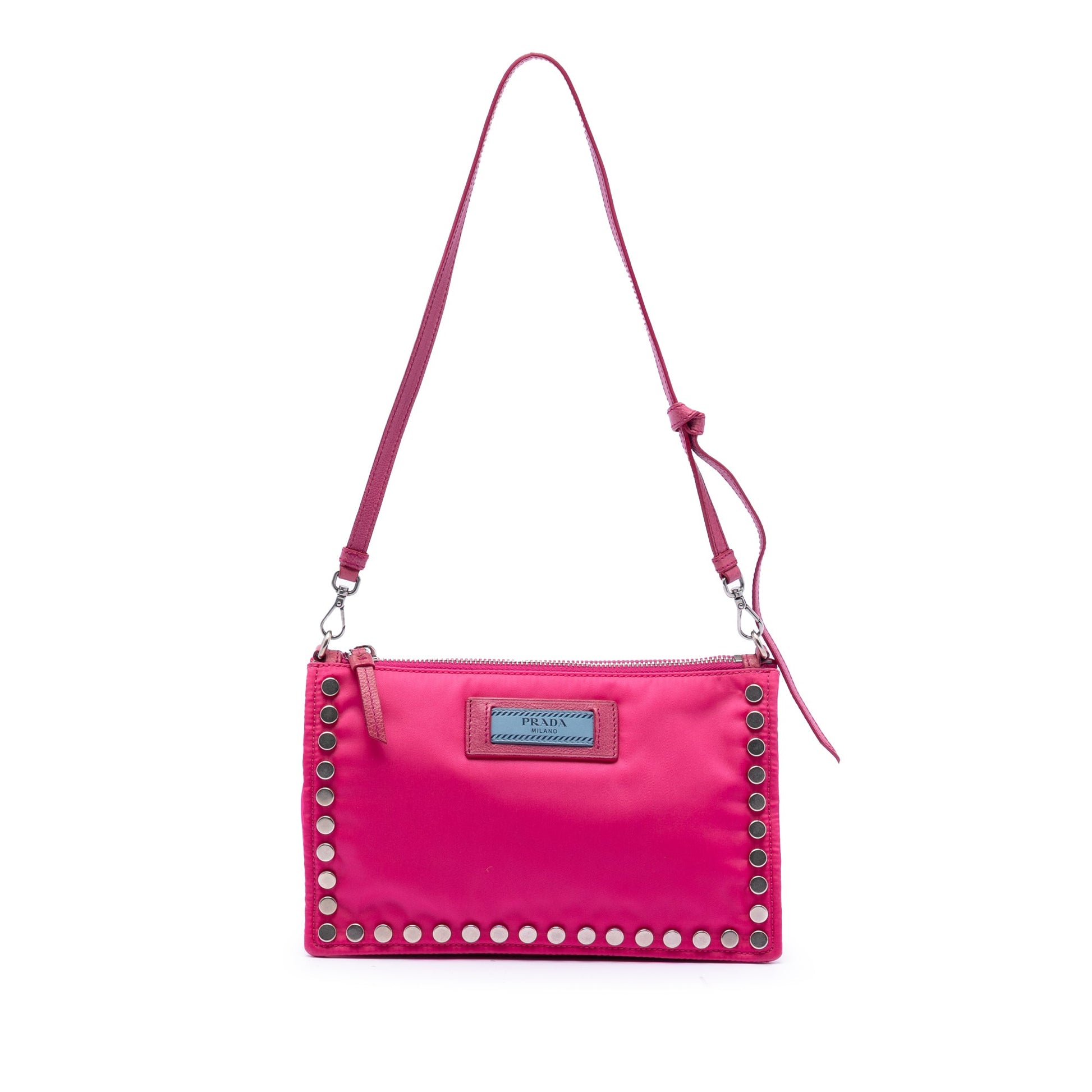 Prada Tessuto Studded Etiquette Shoulder Bag
