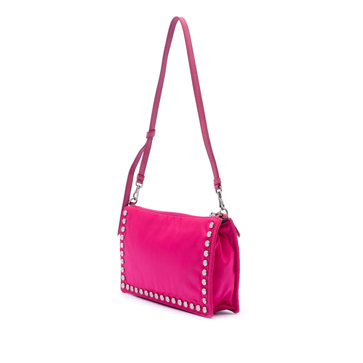 Prada Tessuto Studded Etiquette Shoulder Bag
