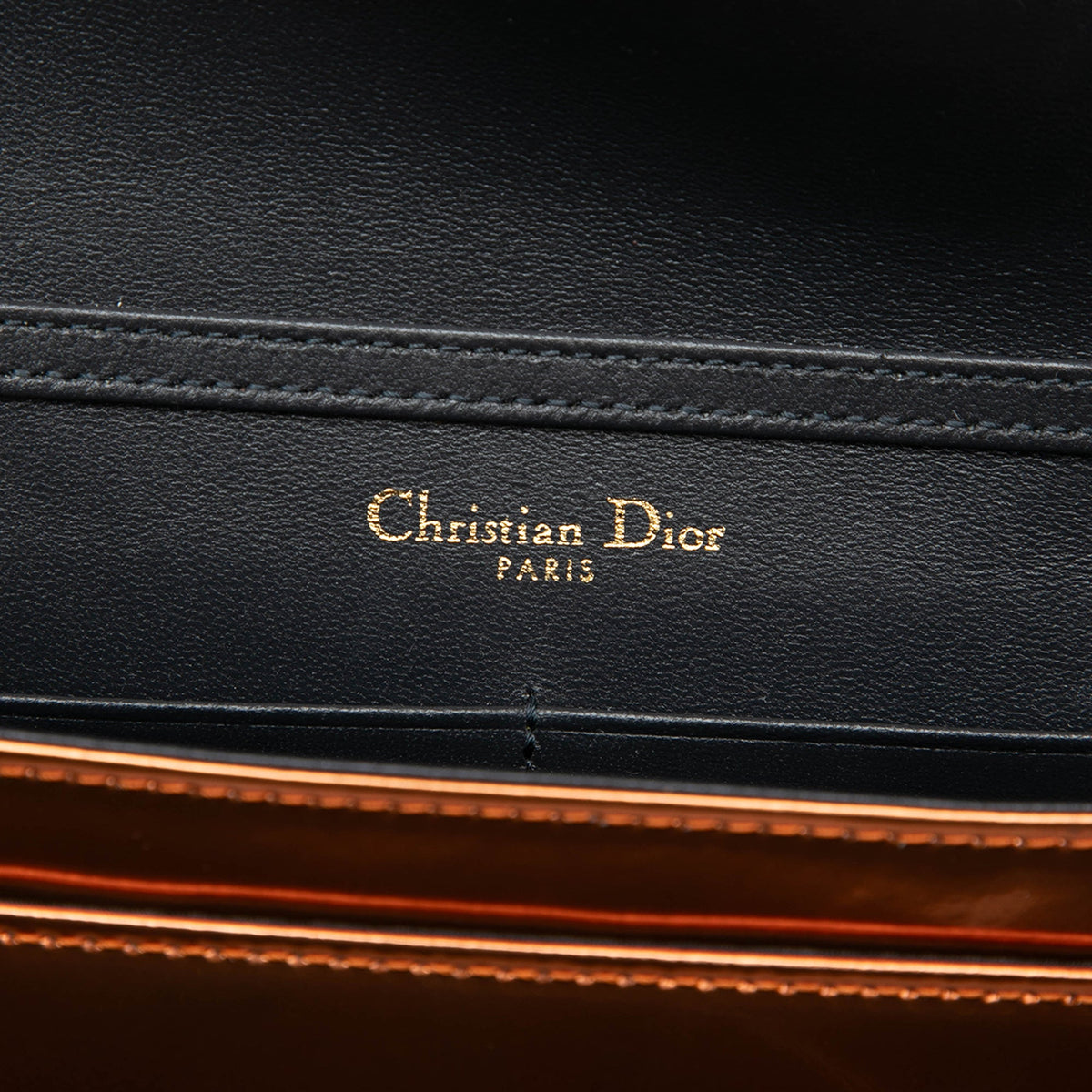 Dior Metallic Patent Microcannage Diorama Wallet on Chain