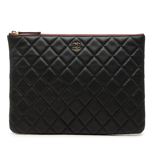 Chanel Medium Quilted Caviar O Case Clutch