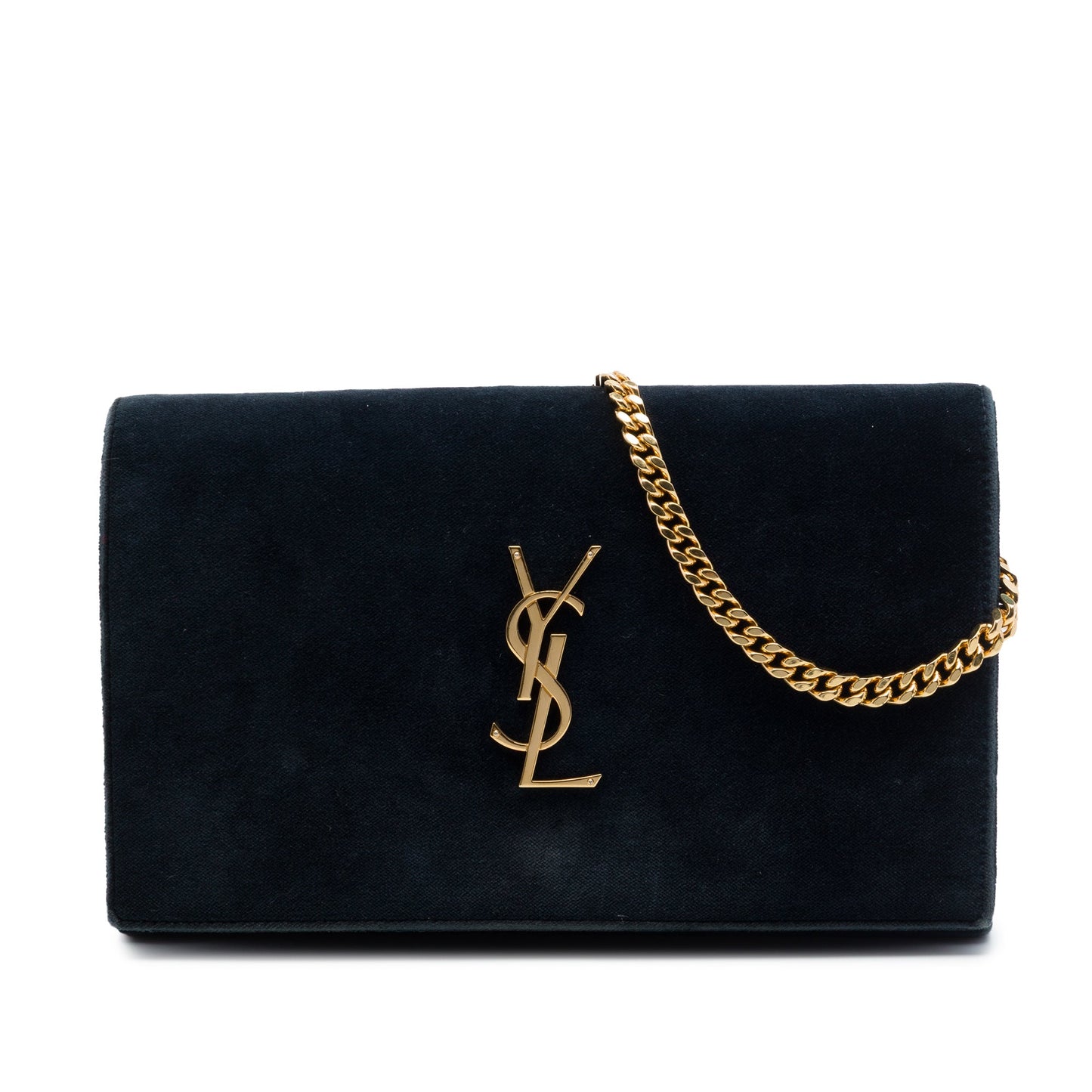 Saint Laurent Suede Monogram Kate Chain Wallet